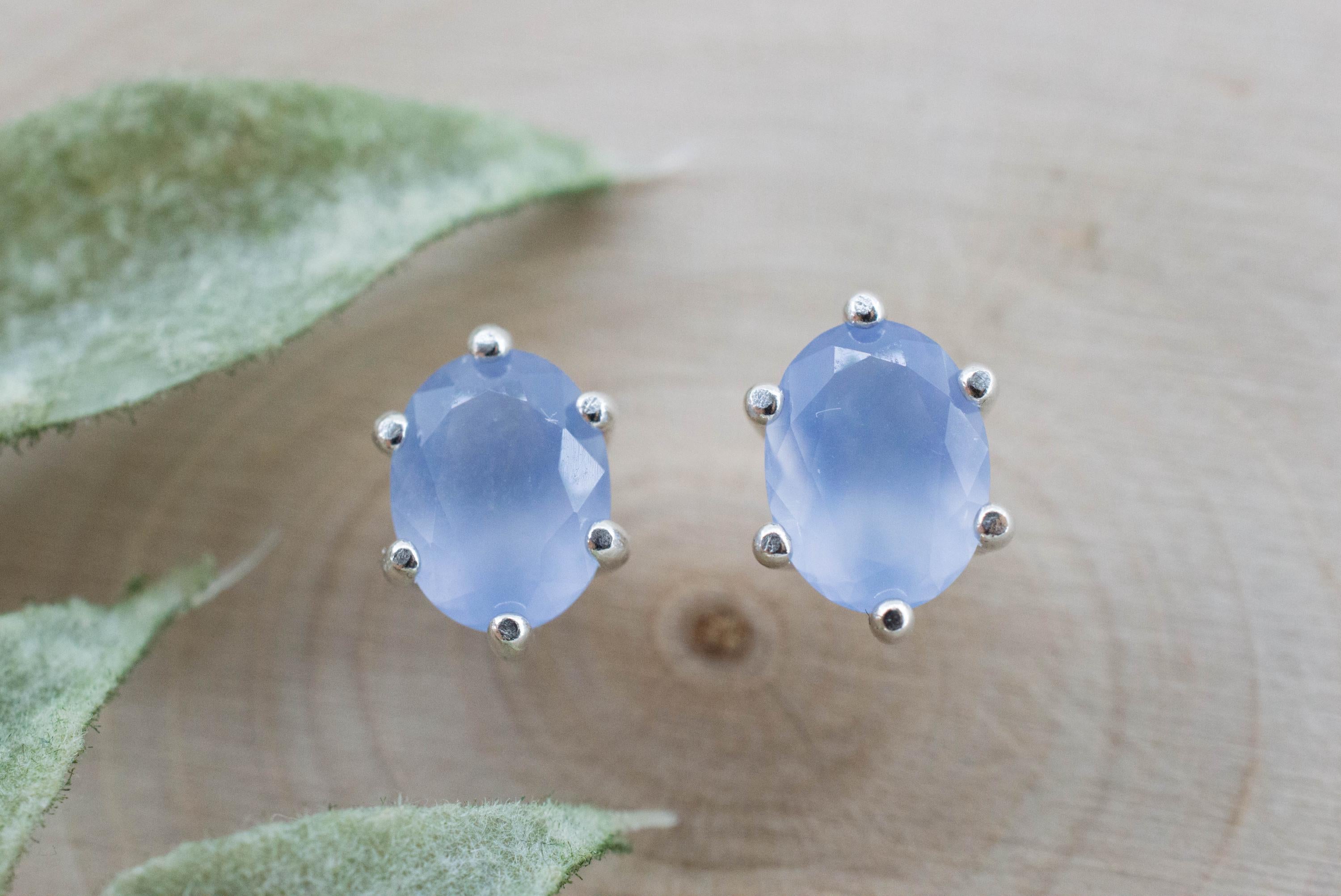 Blue Agate Earrings; Natural Untreated Namibia Agate; 2.110cts