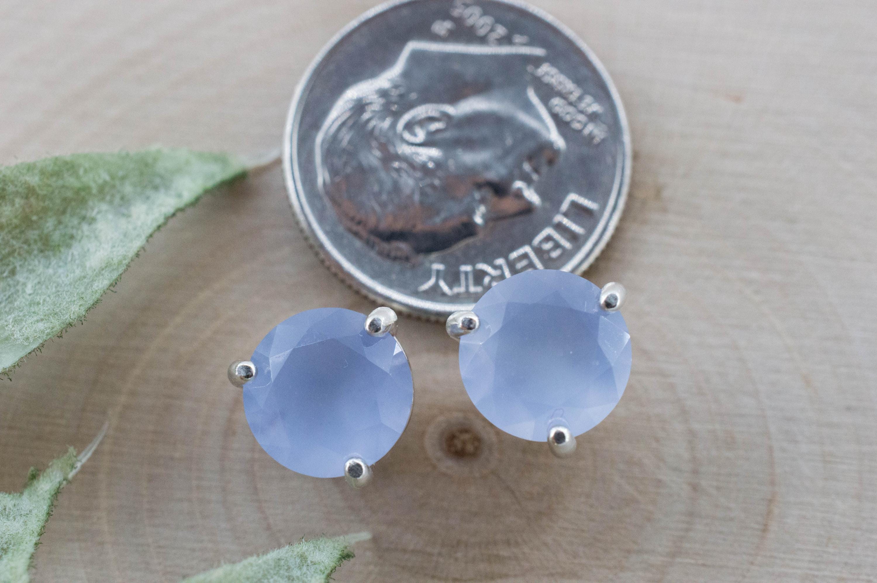 Blue Agate Earrings; Natural Untreated Namibia Agate; 3.070cts