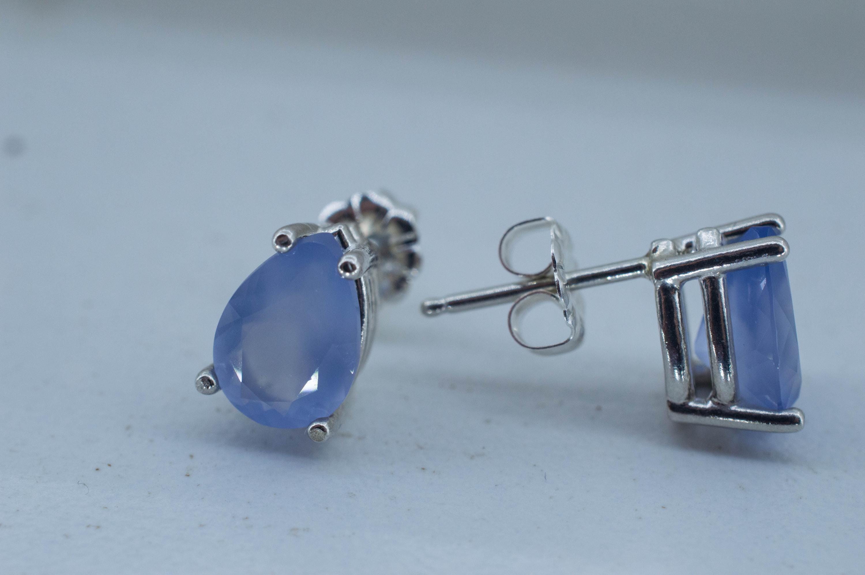 Blue Agate Earrings; Natural Untreated Namibia Agate; 2.370cts