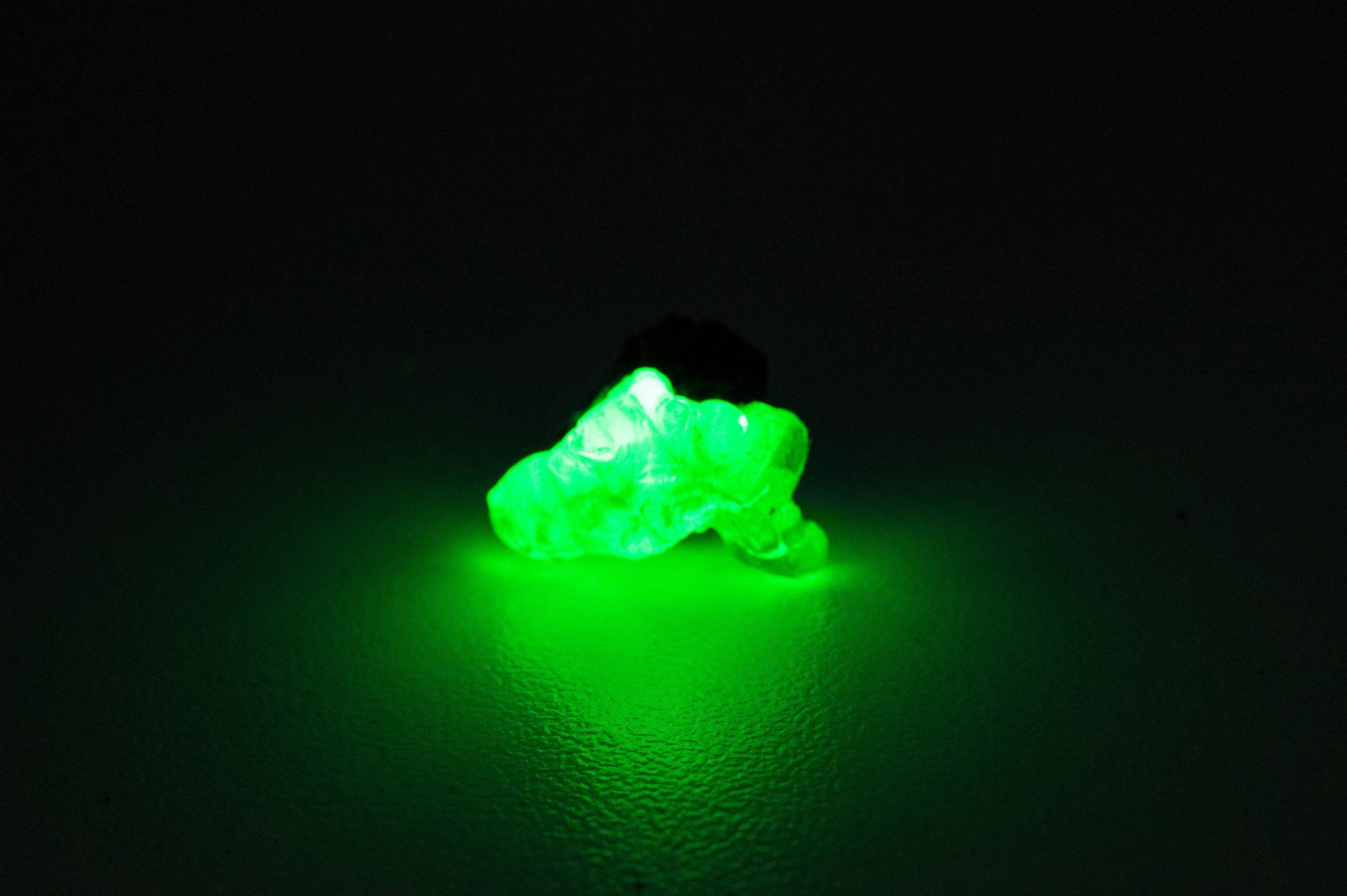 Hyalite Opal and Black Tourmaline Specimen; Natural Untreated Erongo Namibia Fluorescent Opal; 11.295cts