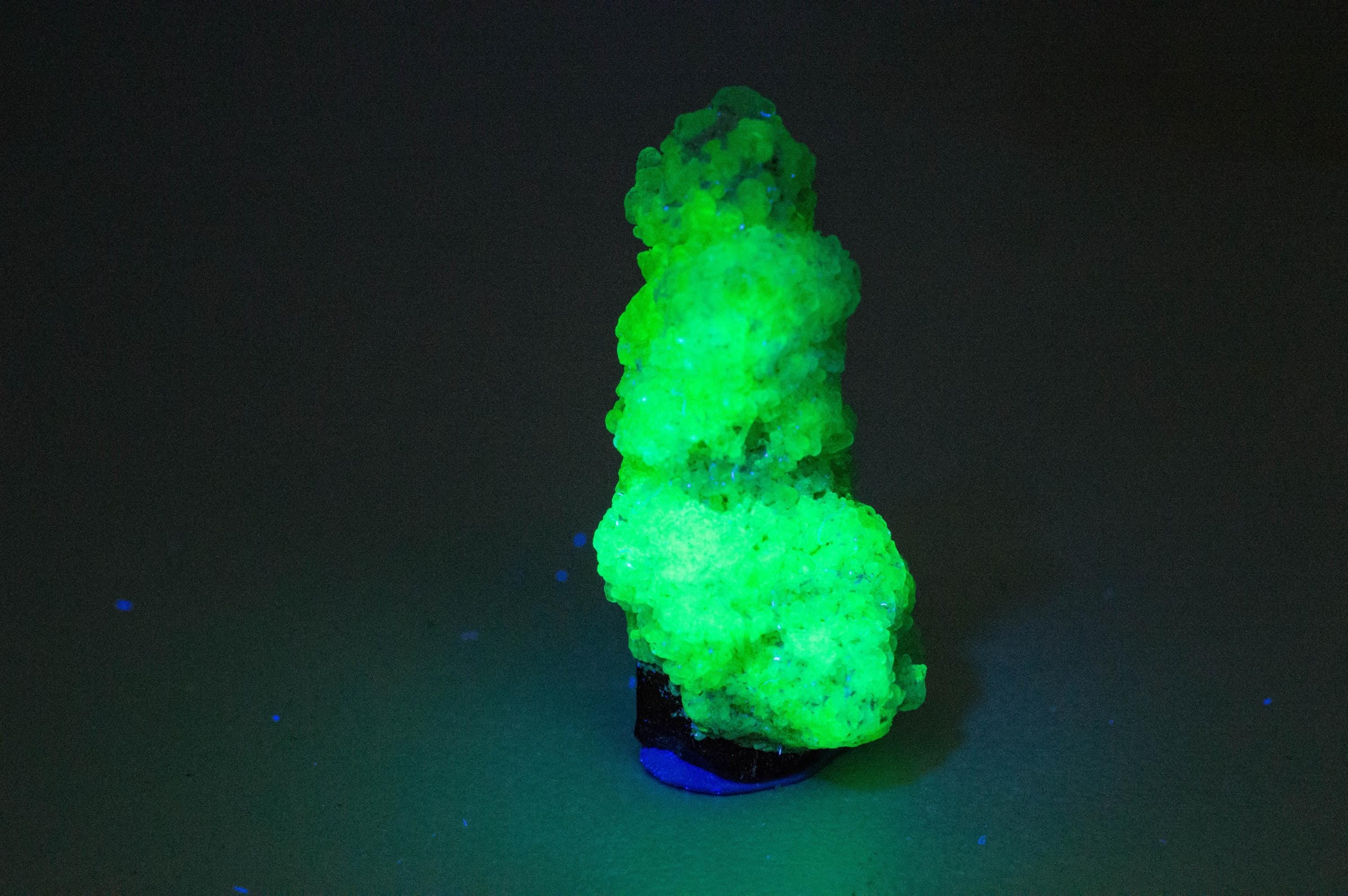 Hyalite Opal and Smoky Quartz Specimen; Natural Untreated Erongo Namibia Fluorescent Opal; 28.640cts