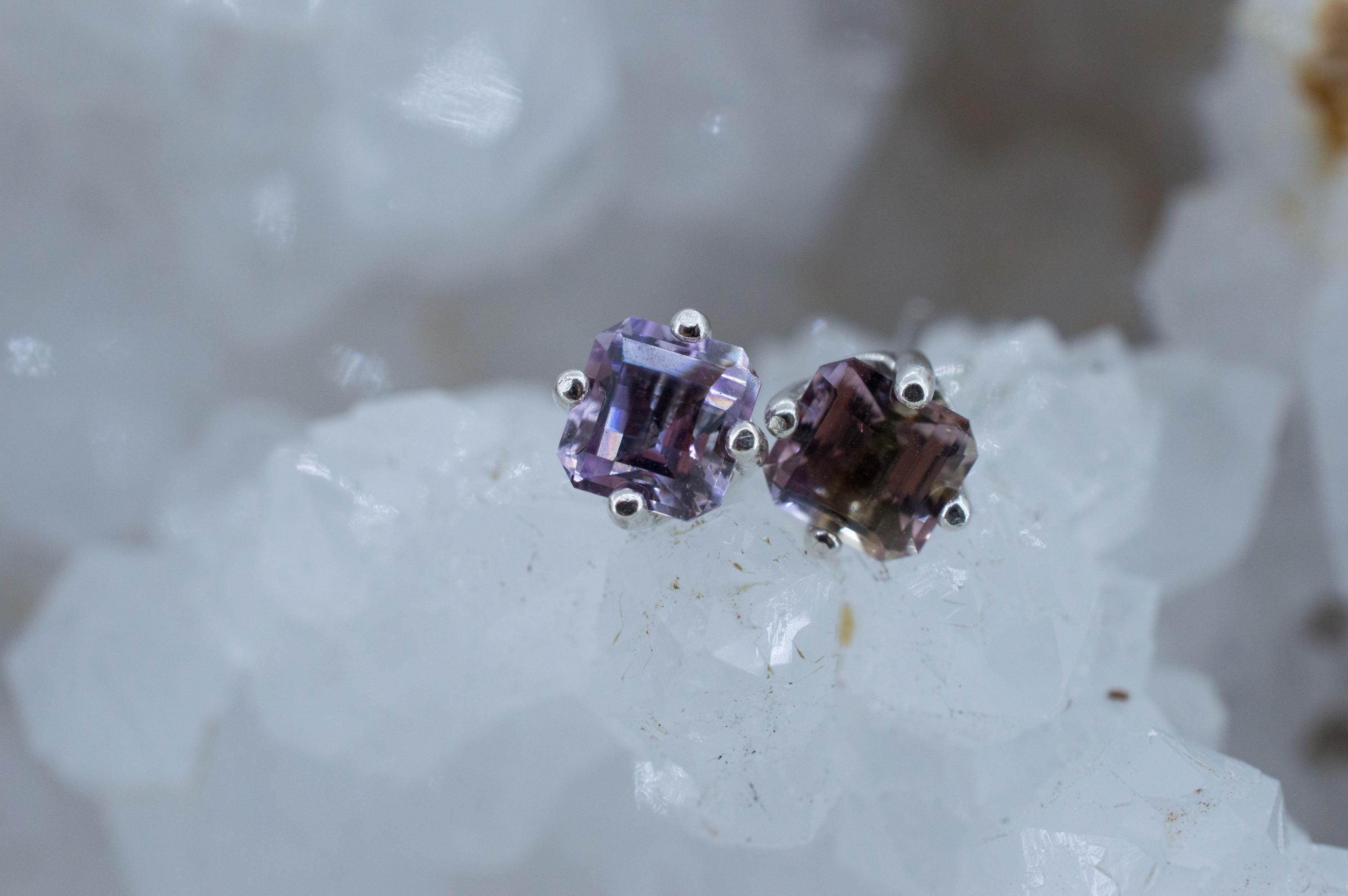 Ametrine Earrings; Natural Untreated Bolivia Ametrine; 1.260cts