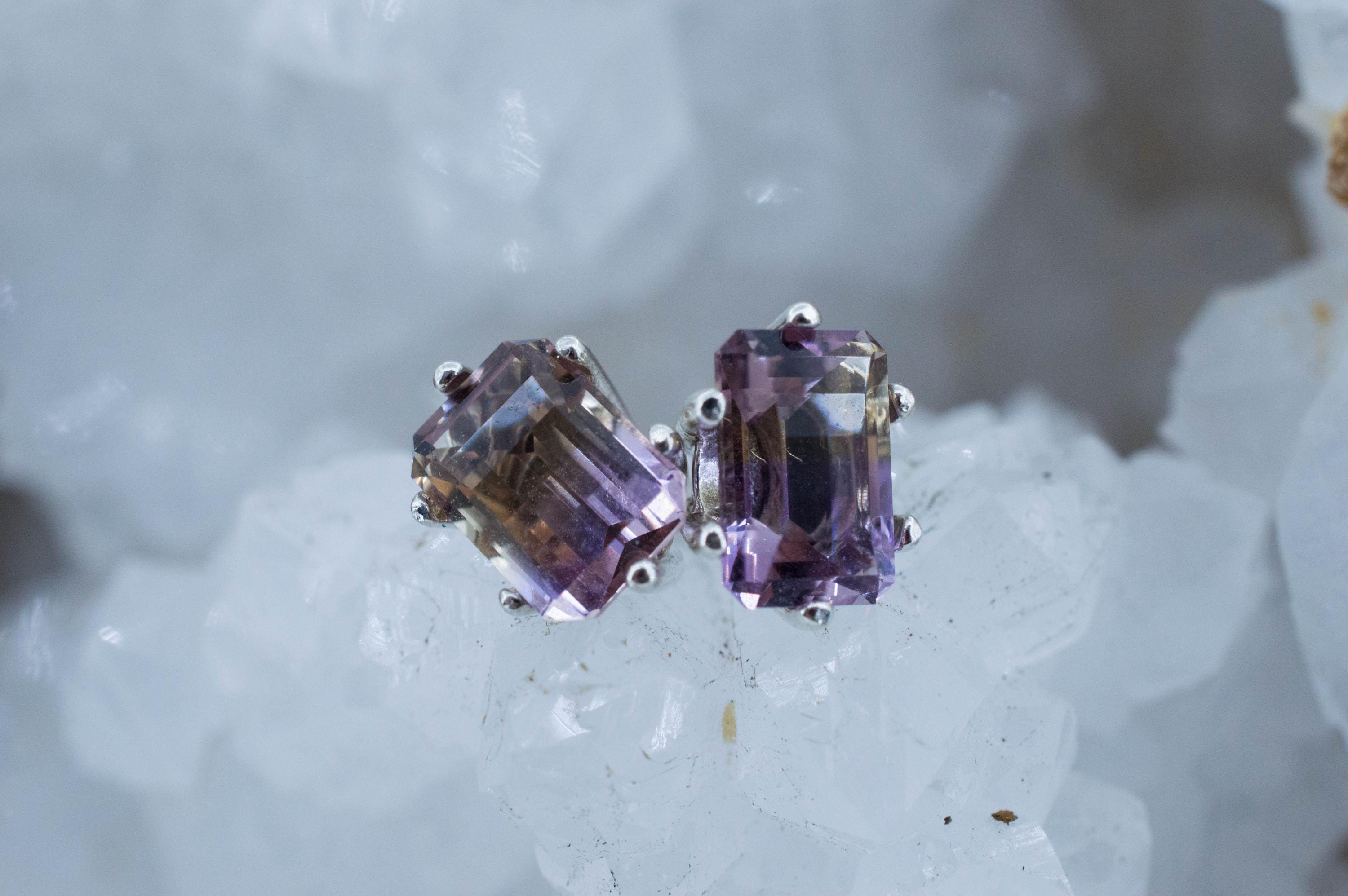 Ametrine Earrings; Natural Untreated Bolivia Ametrine; 2.845cts