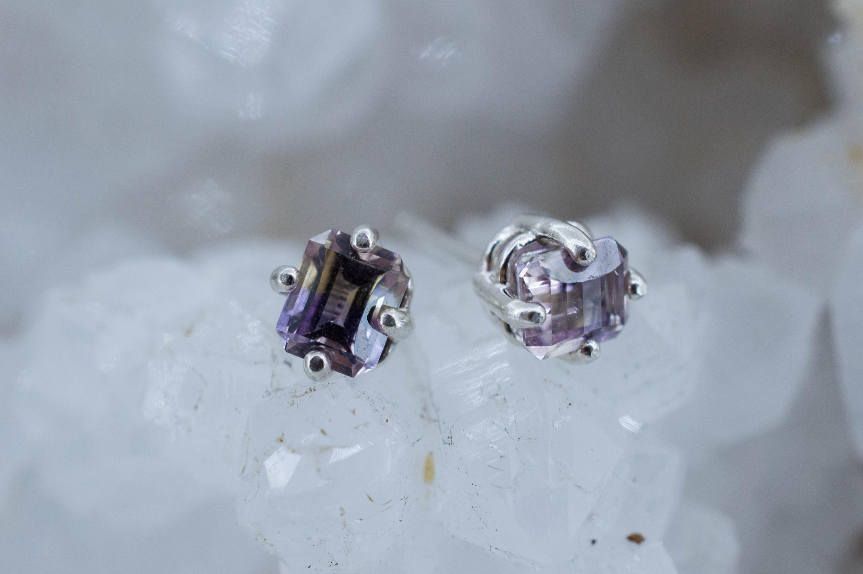 Ametrine Earrings; Natural Untreated Bolivia Ametrine; 1.250cts
