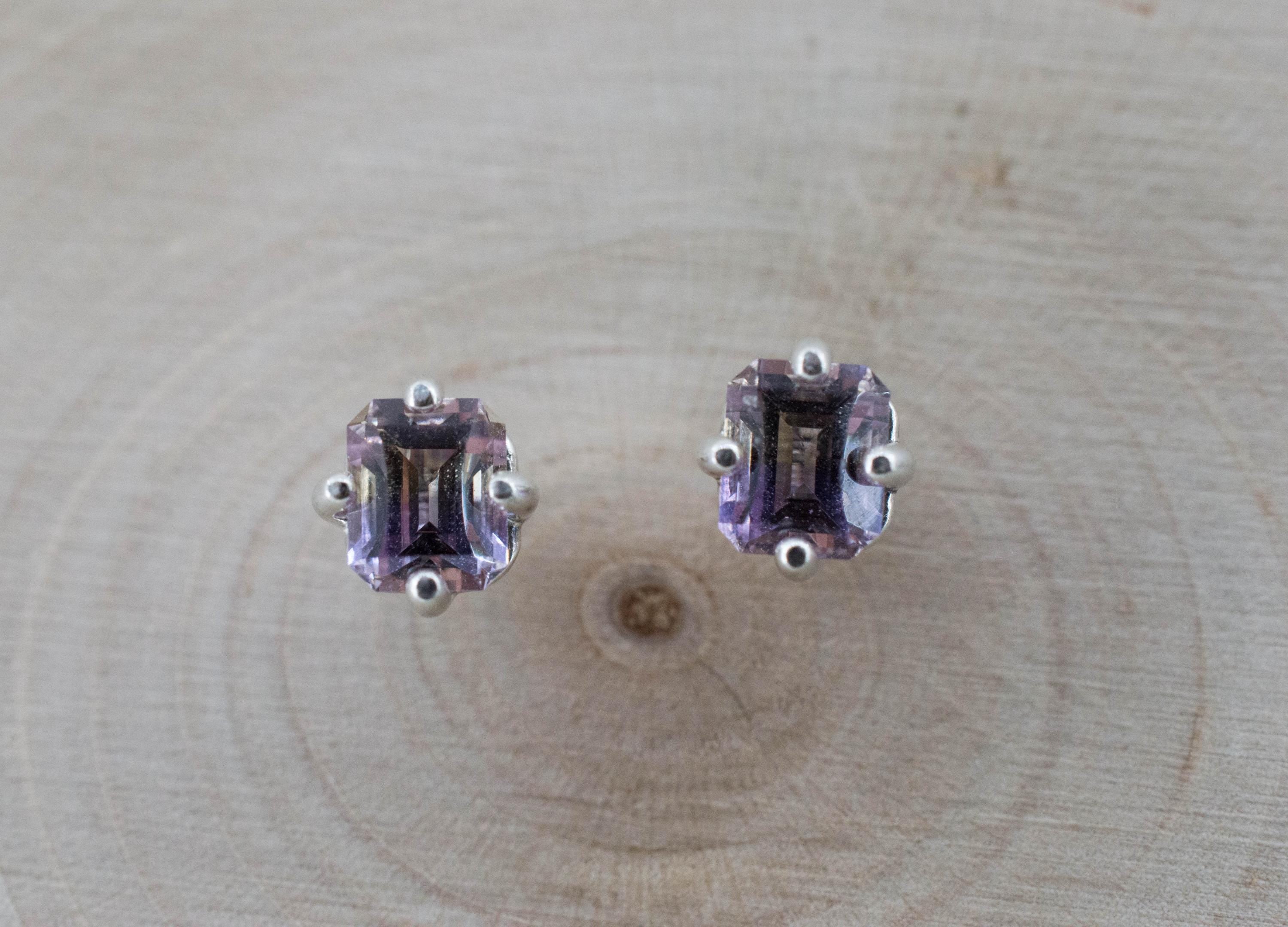 Ametrine Earrings; Natural Untreated Bolivia Ametrine; 1.250cts