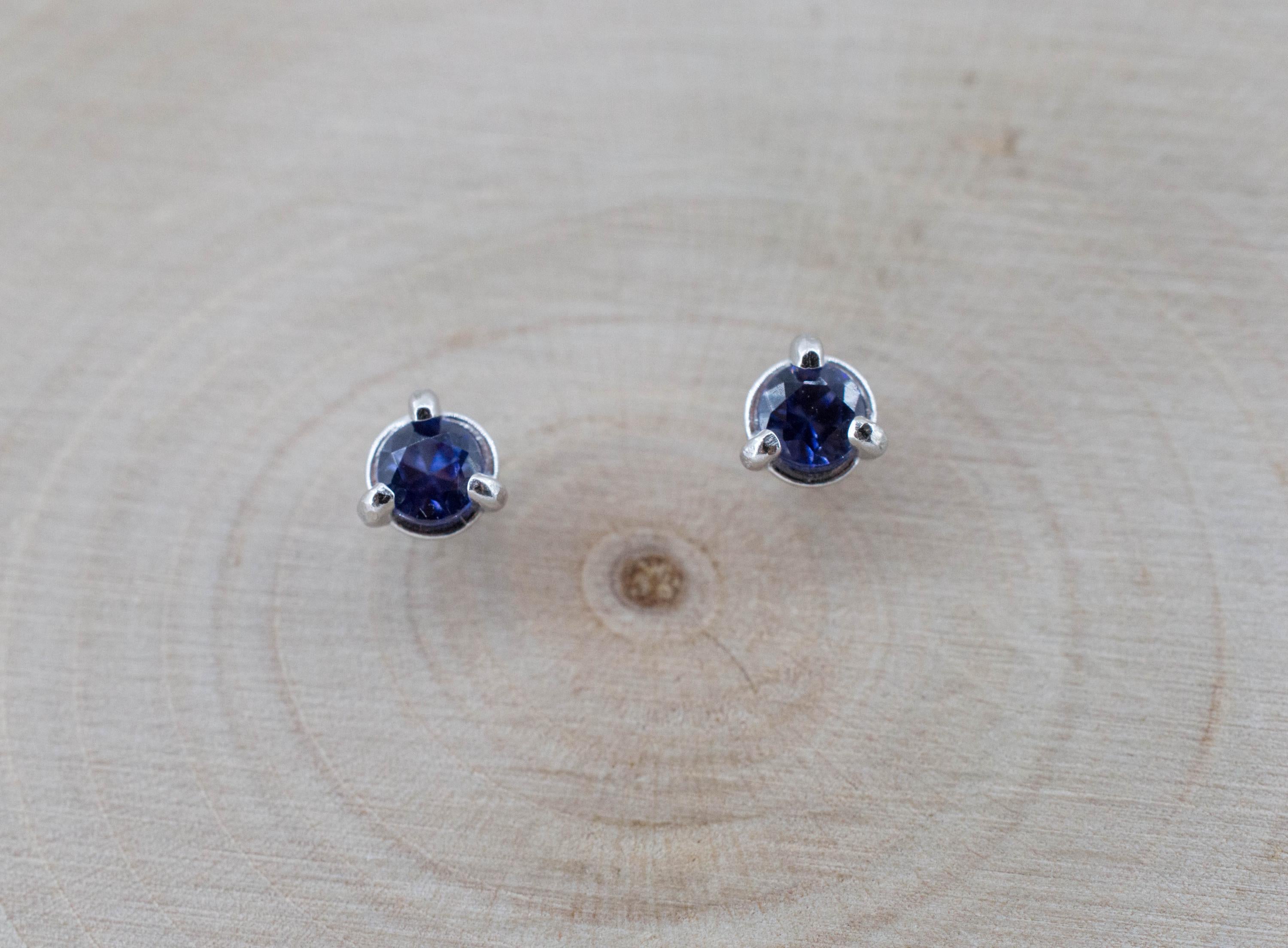 Benitoite Earrings; Natural Untreated California Benitoite: 0.225cts