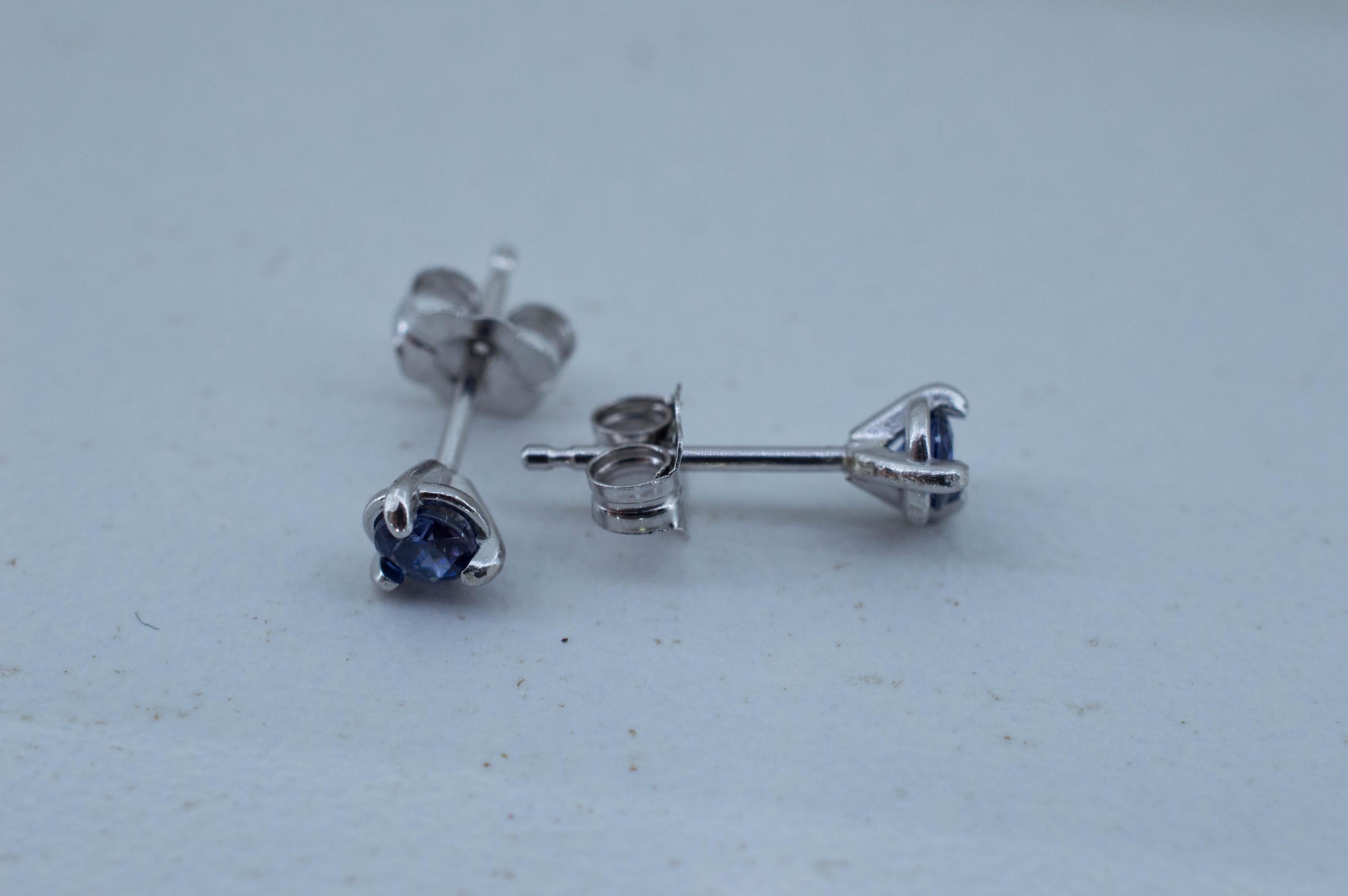 Benitoite Earrings; Natural Untreated California Benitoite: 0.225cts