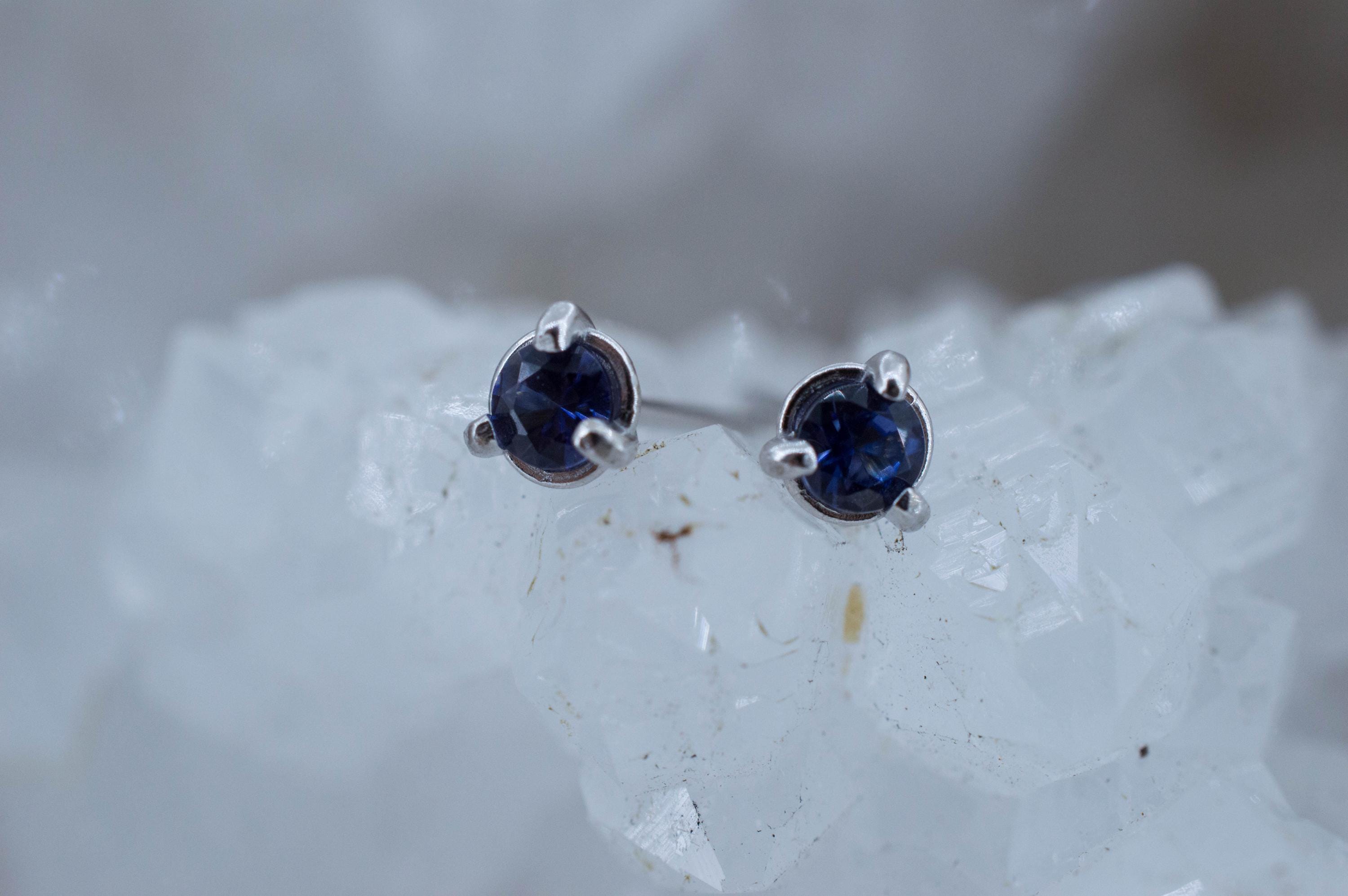 Benitoite Earrings; Natural Untreated California Benitoite: 0.225cts