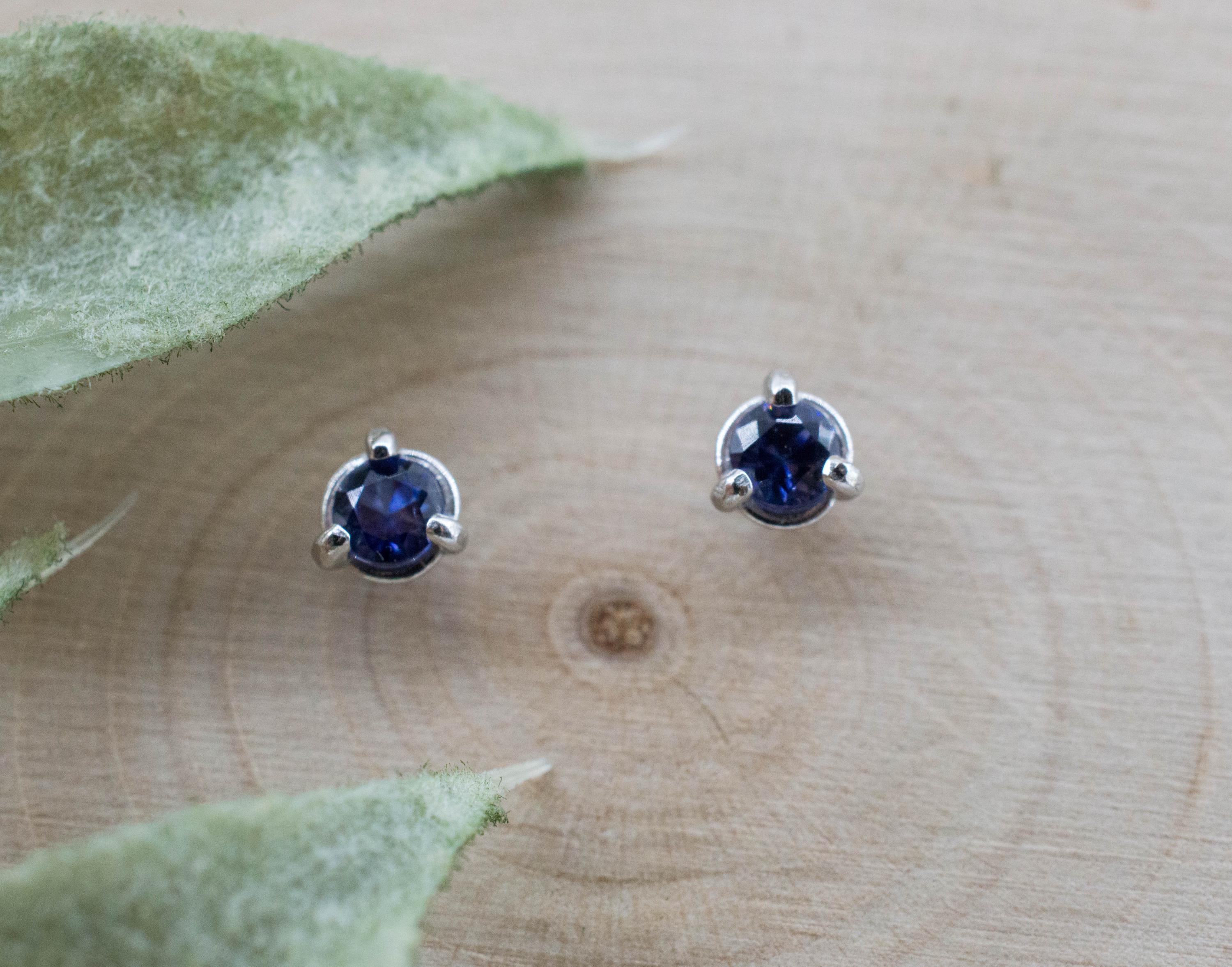 Benitoite Earrings; Natural Untreated California Benitoite: 0.225cts