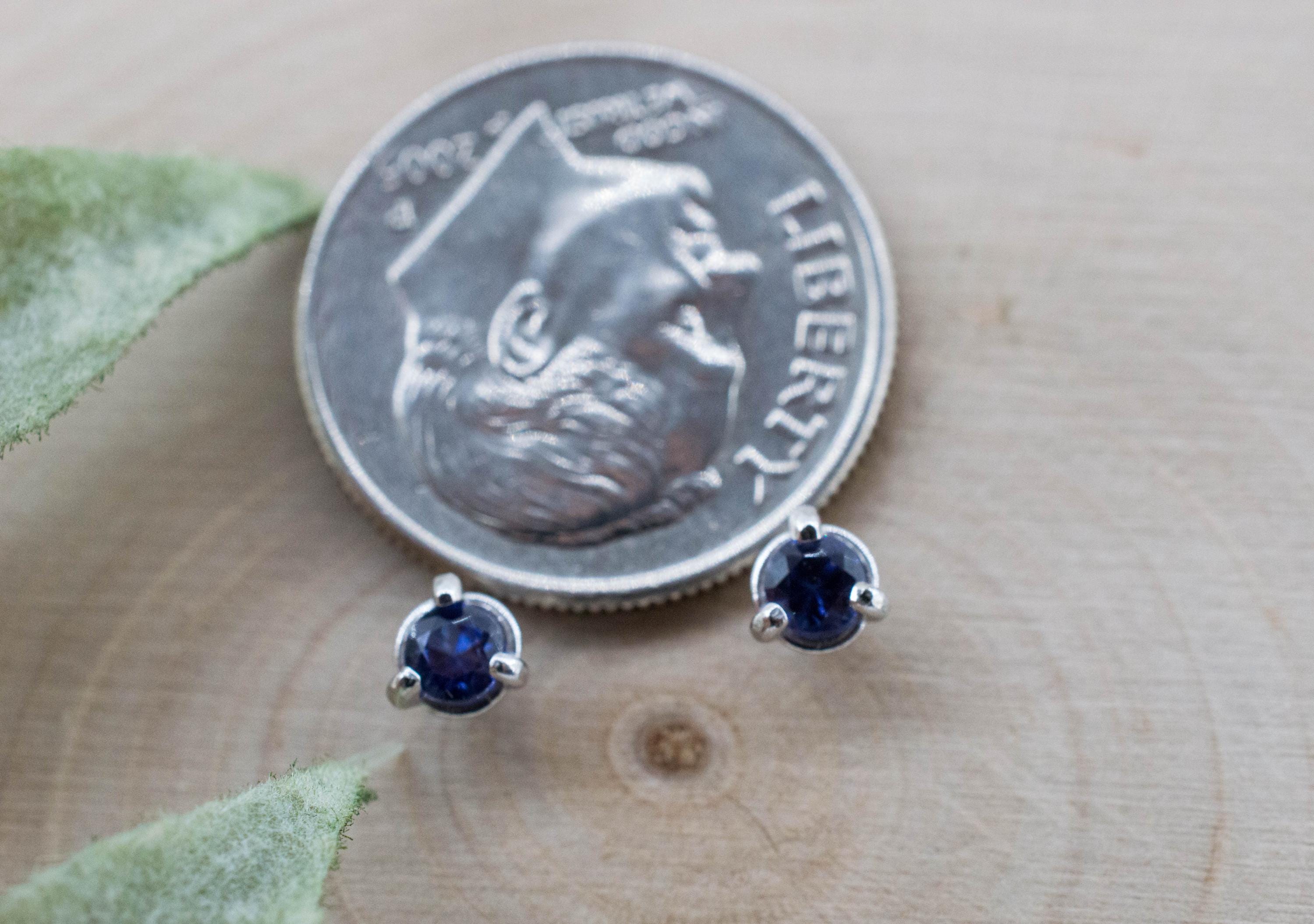 Benitoite Earrings; Natural Untreated California Benitoite: 0.225cts