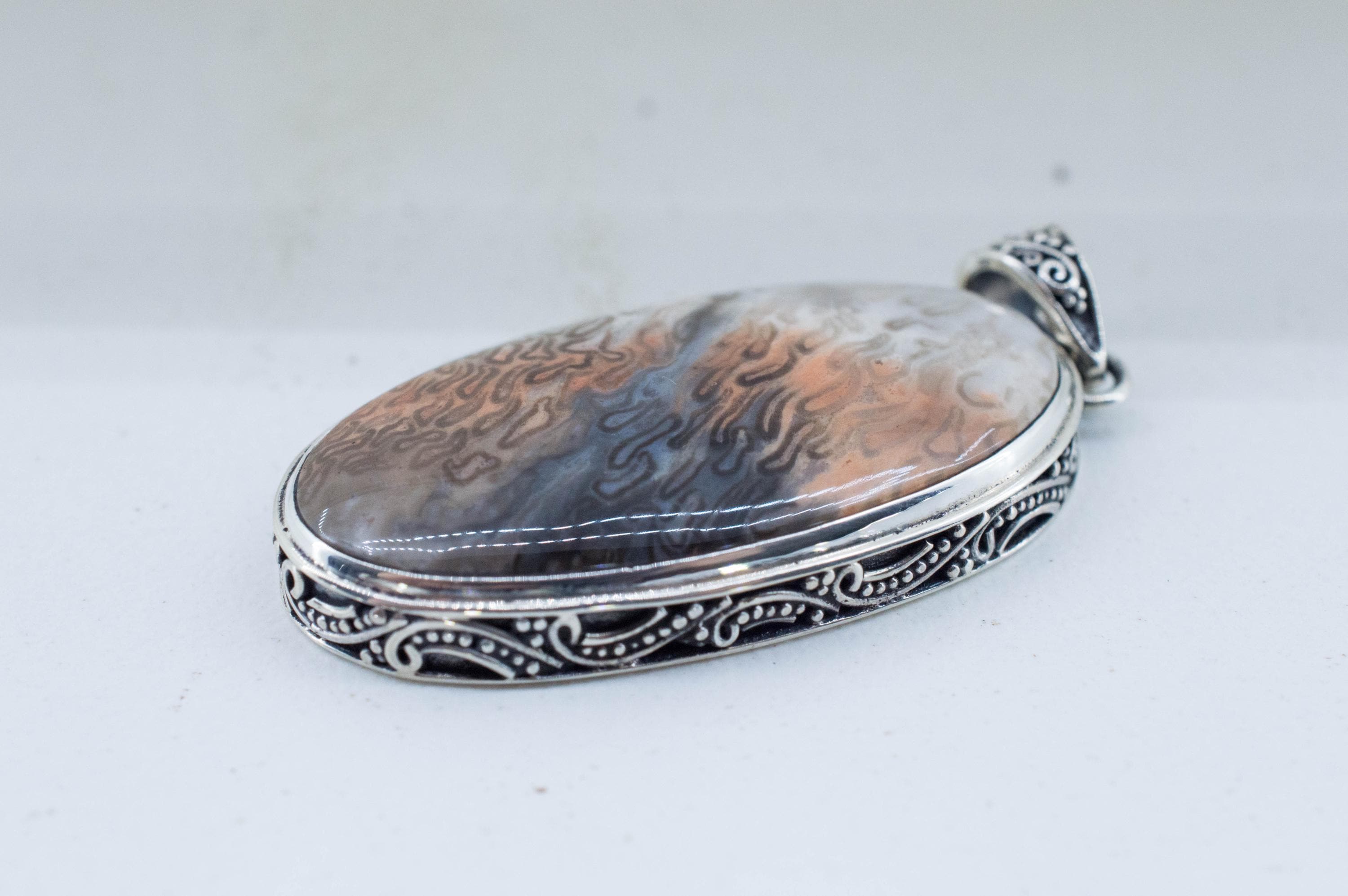 Petrified Fern Pendant; Natural Untreated Brazil Petrified Fern; 35x18mm