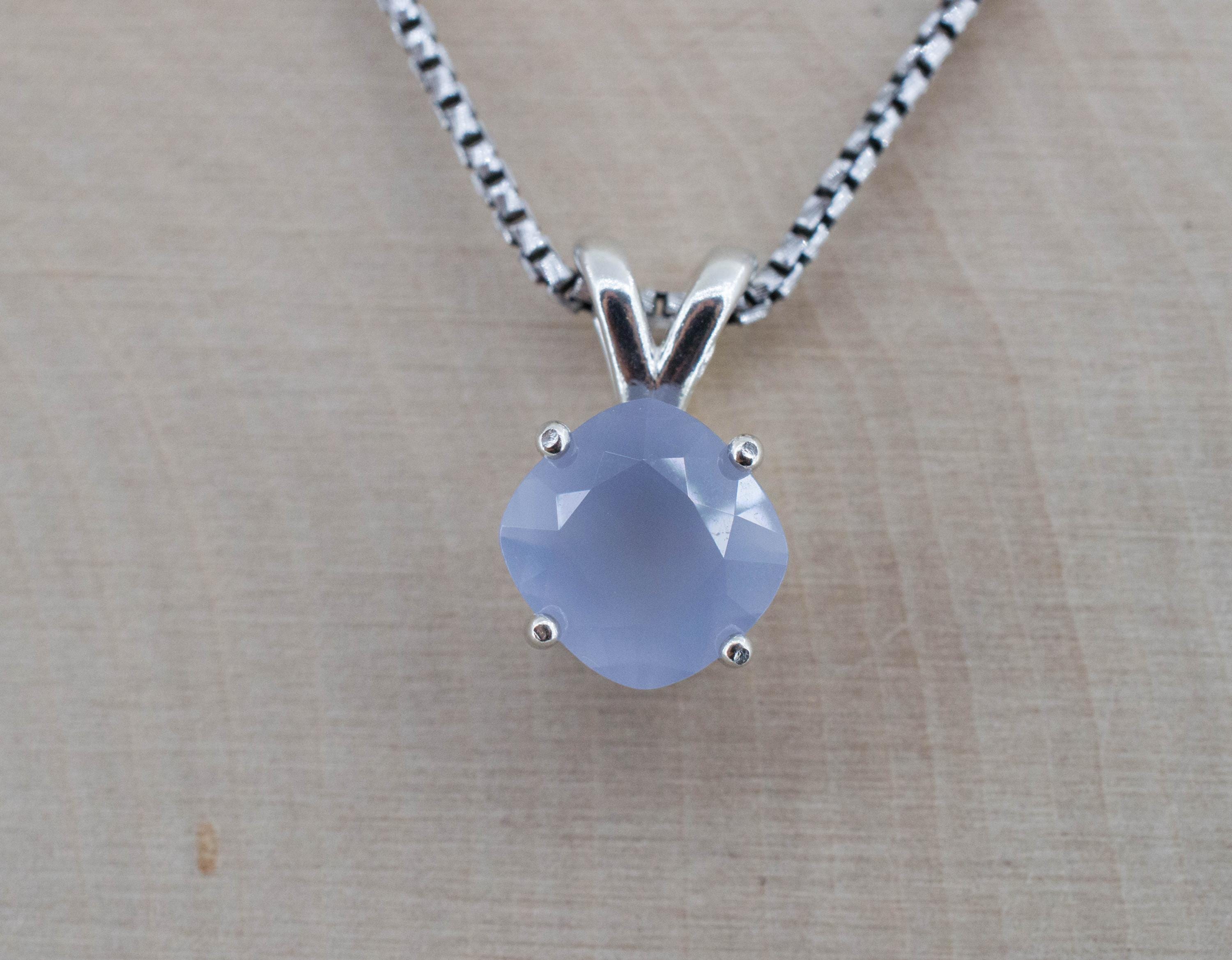 Blue Agate Pendant; Natural Untreated Namibia Agate; 1.940cts