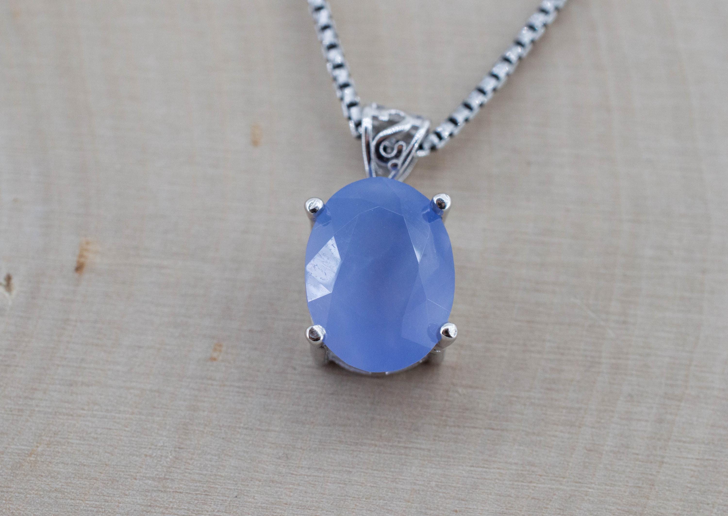 Blue Agate Pendant; Natural Untreated Namibia Agate; 3.795cts