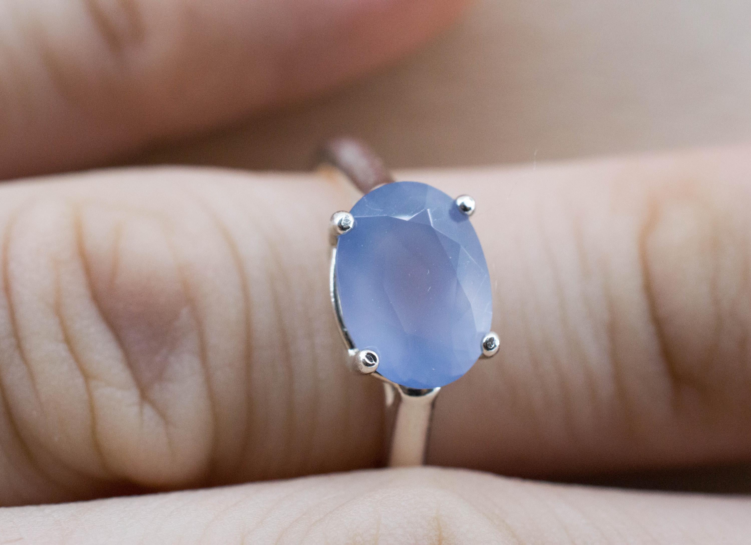 Blue Agate Ring; Natural Untreated Namibia Blue Agate; 2.350cts