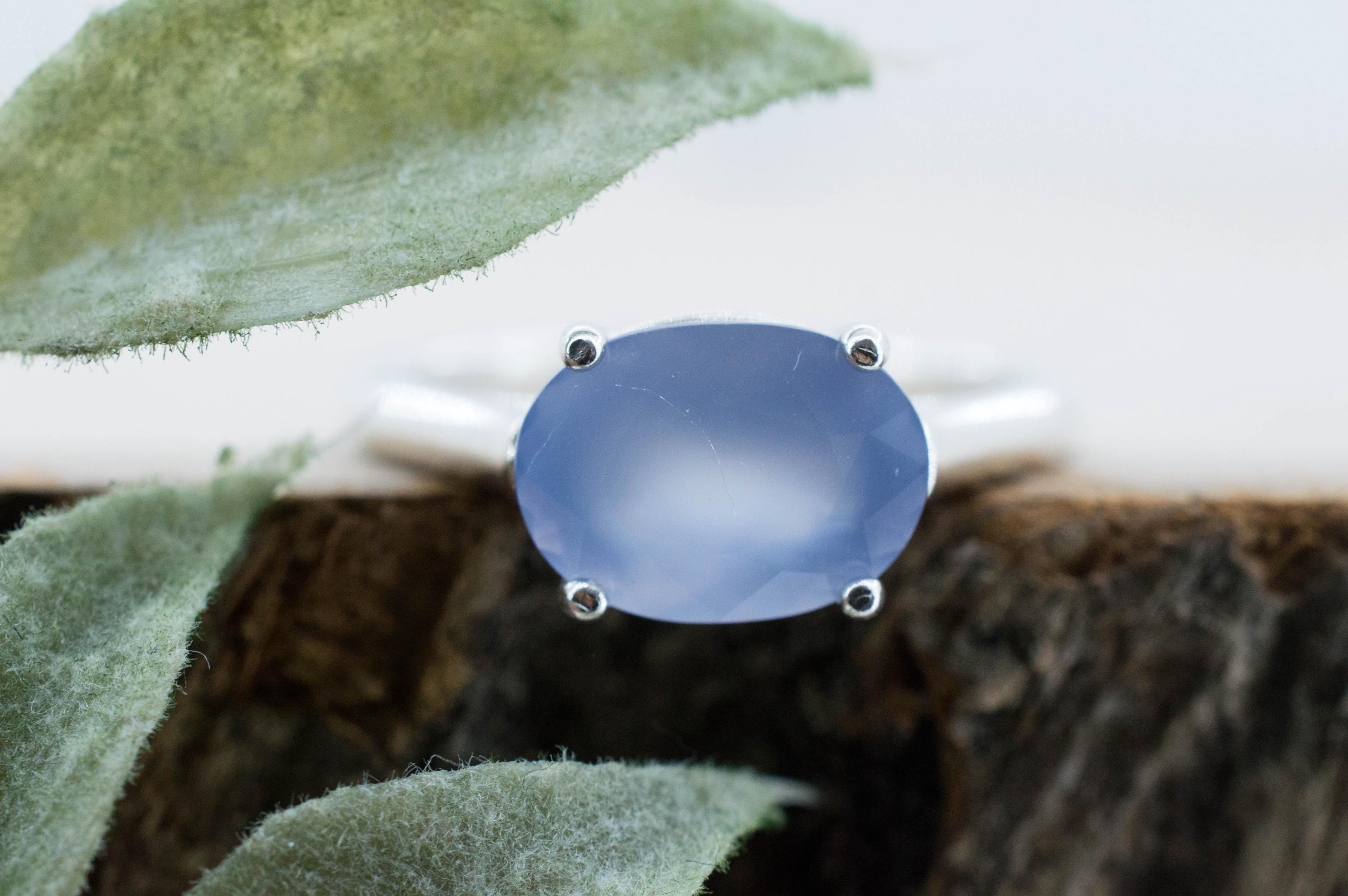 Blue Agate Ring; Natural Untreated Namibia Blue Agate; 2.350cts