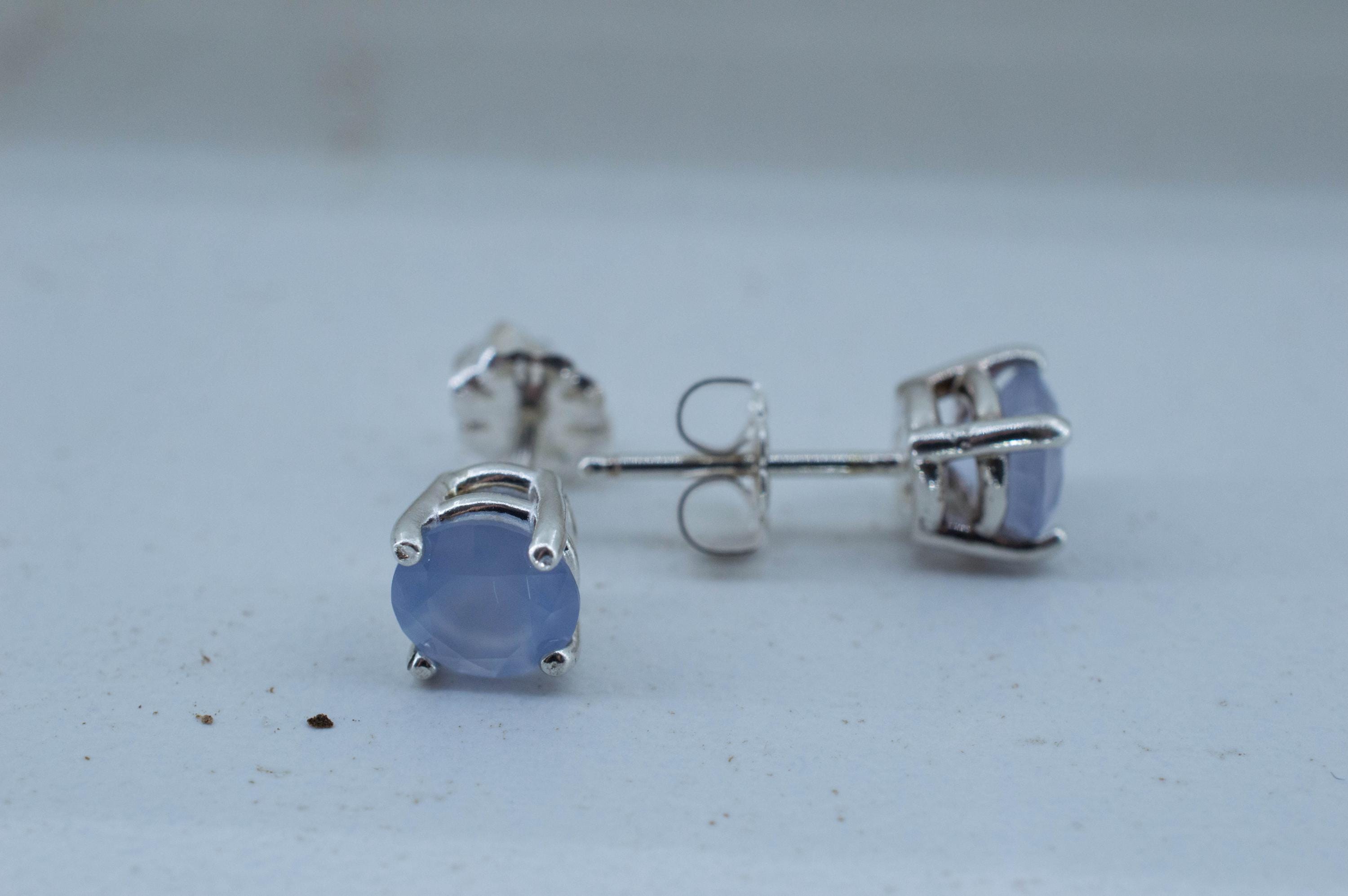 Blue Agate Earrings; Natural Untreated Namibia Agate; 1.370cts