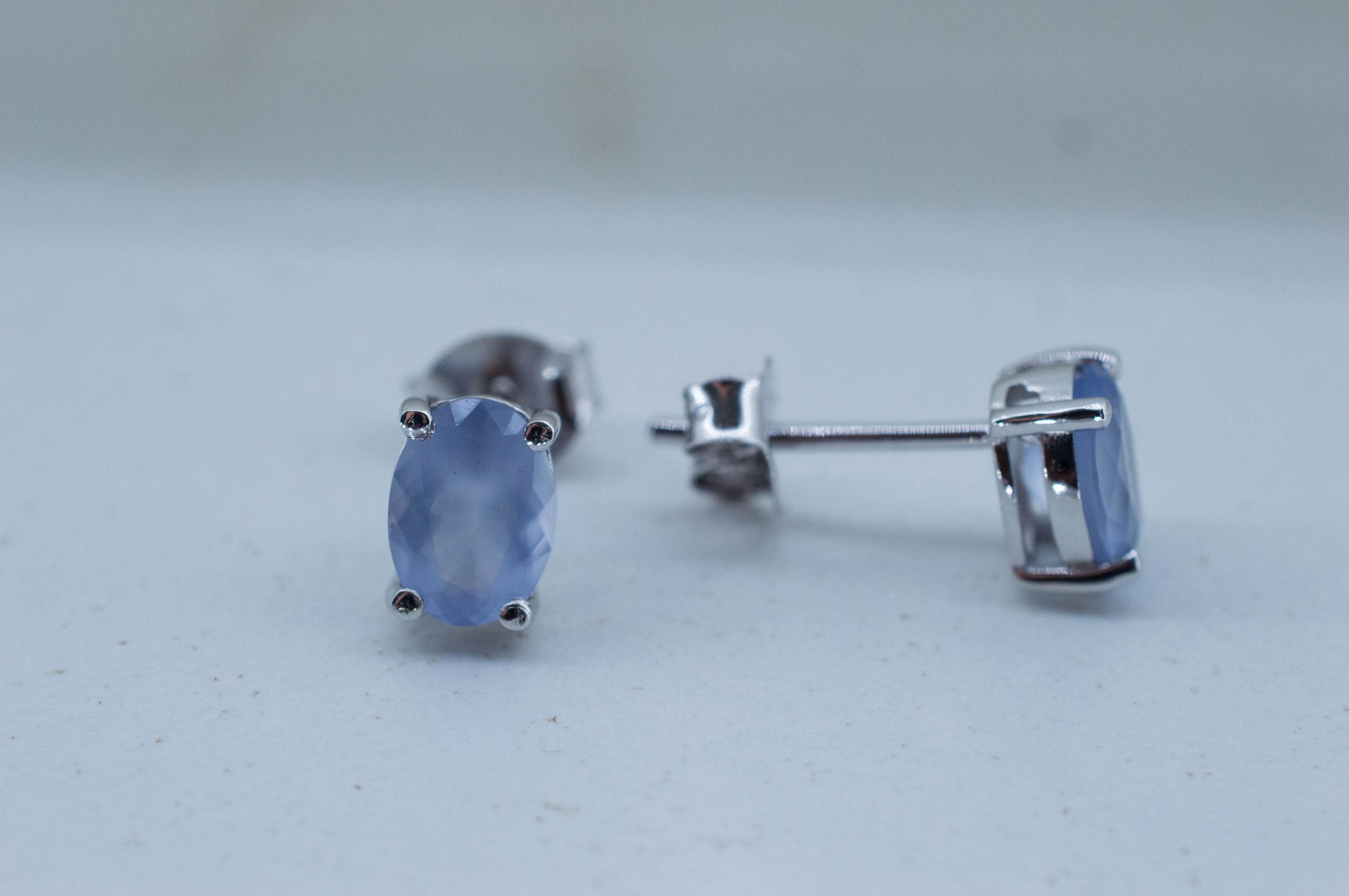 Blue Agate Earrings; Natural Untreated Namibia Agate; 1.420cts