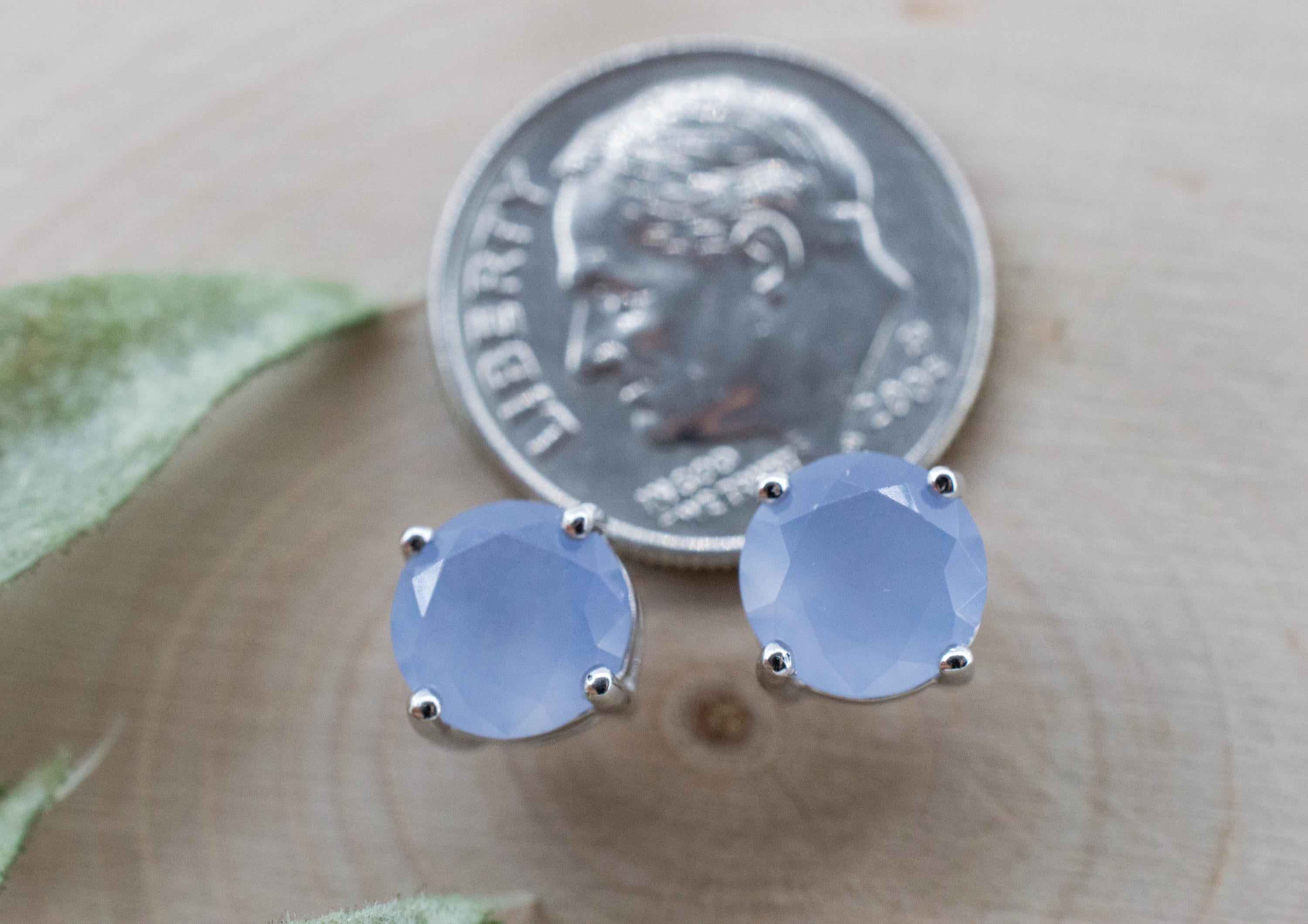 Blue Agate Earrings; Natural Untreated Namibia Agate; 2.000cts