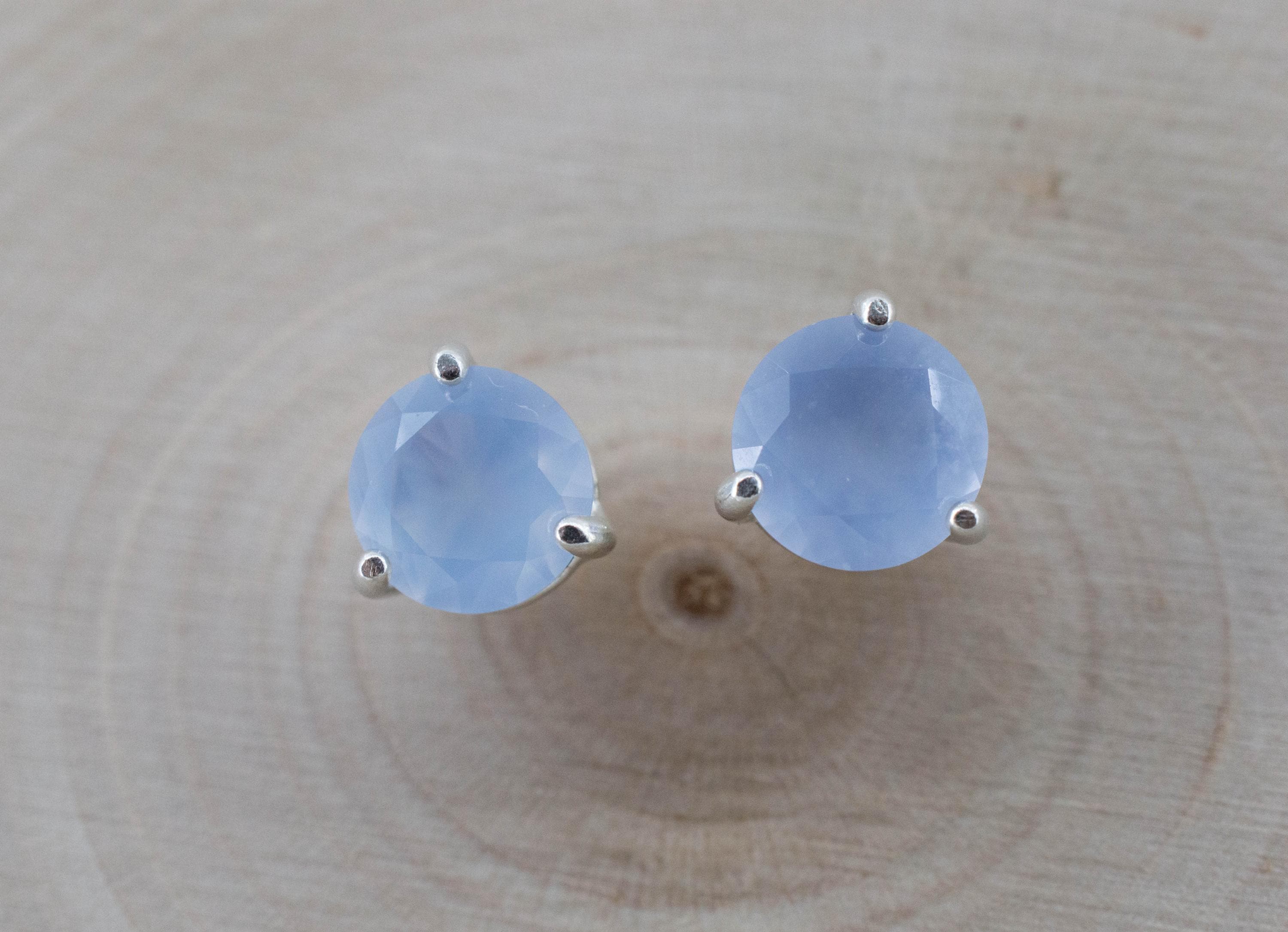 Blue Agate Earrings; Natural Untreated Namibia Agate; 2.005cts