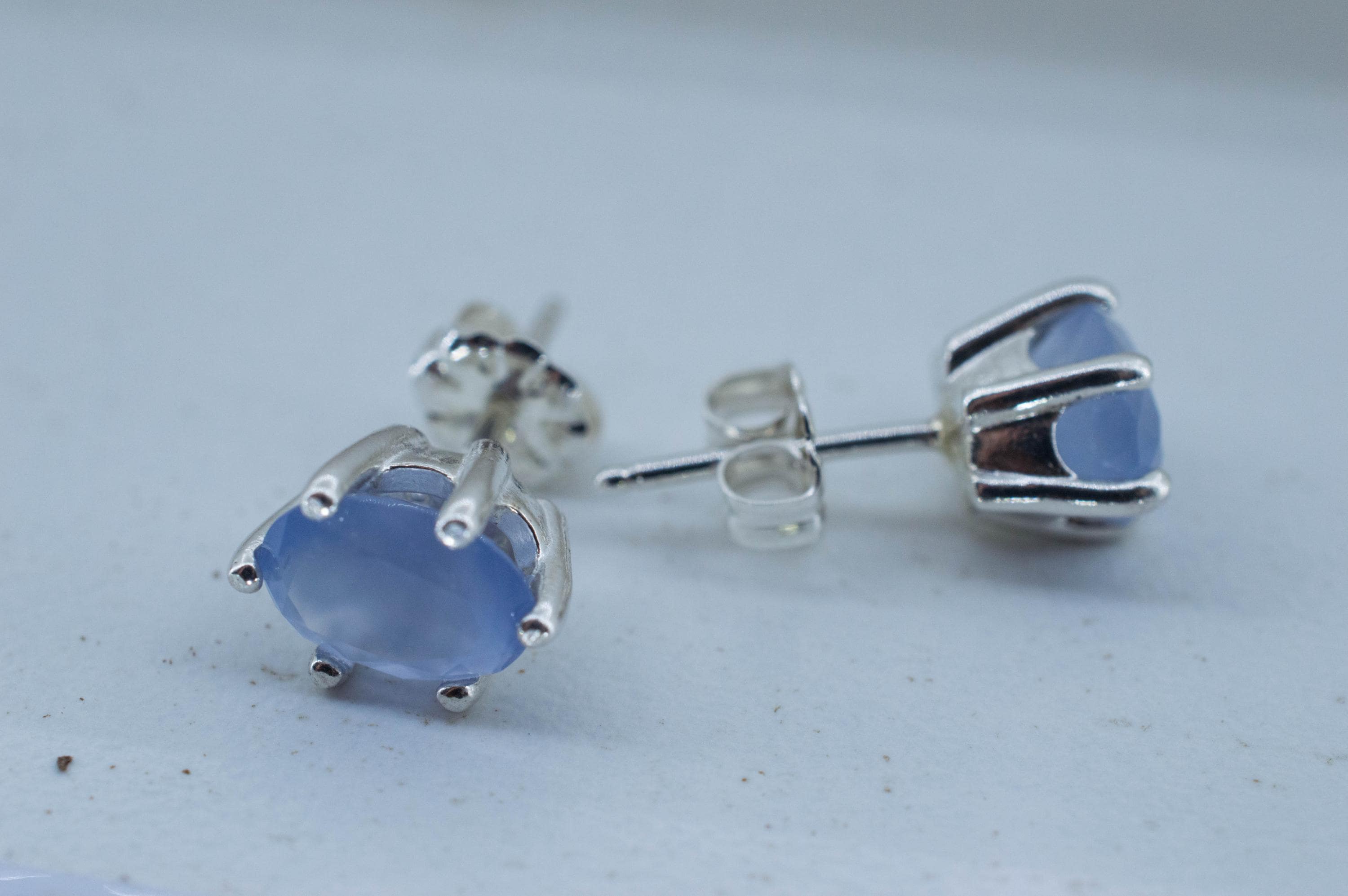 Blue Agate Earrings; Natural Untreated Namibia Agate; 2.110cts