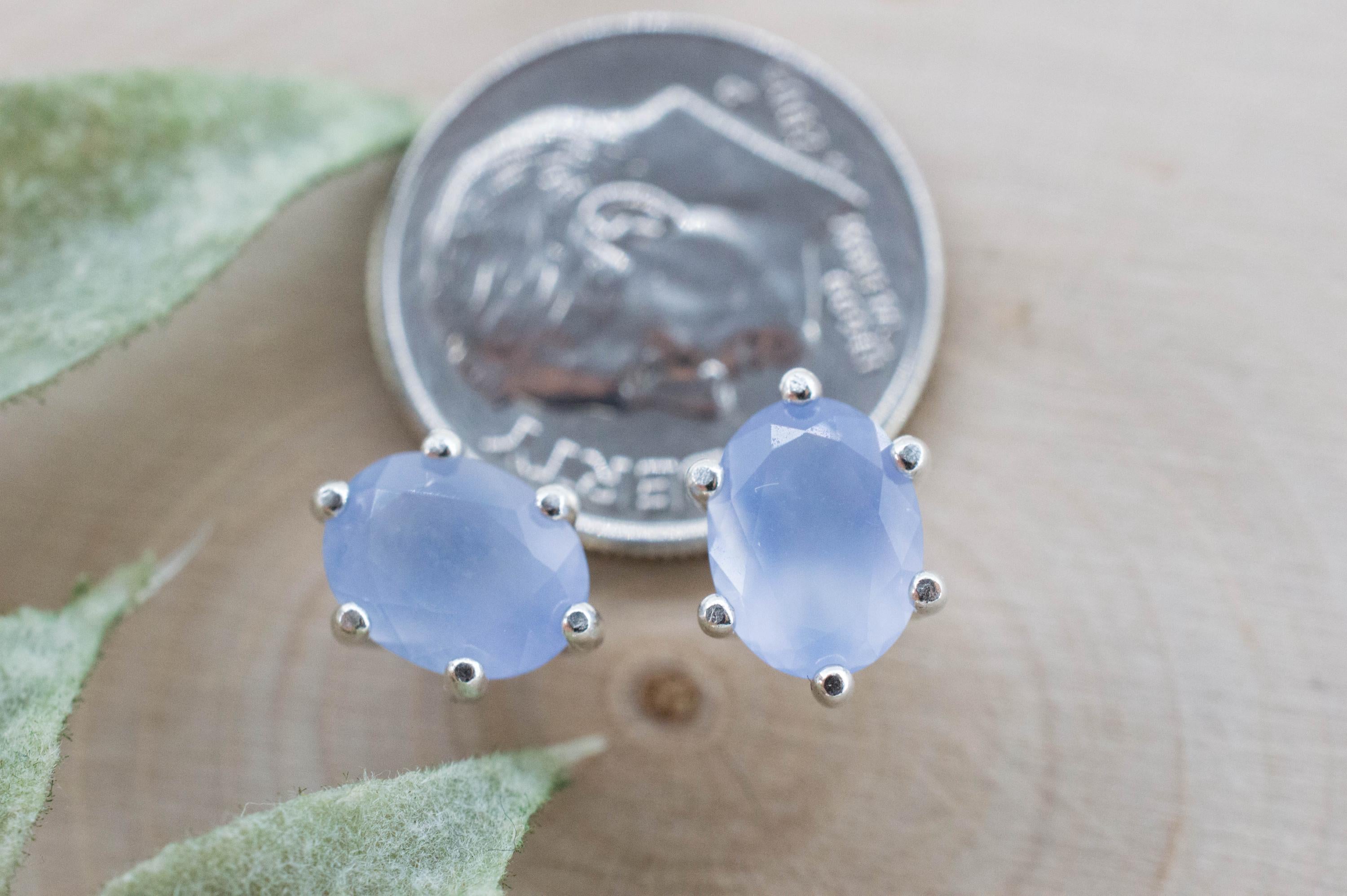 Blue Agate Earrings; Natural Untreated Namibia Agate; 2.110cts