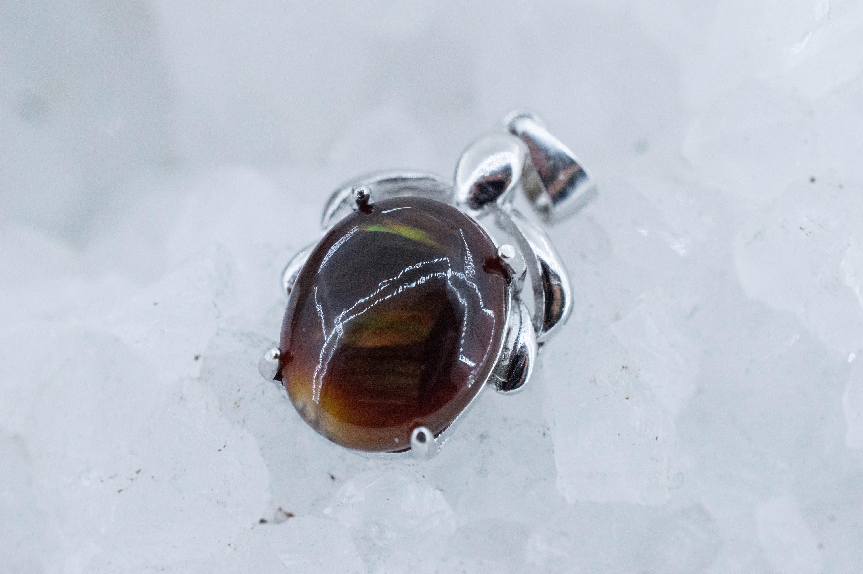 Fire Agate Pendant; Natural Untreated Mexico Agate; 3.385cts