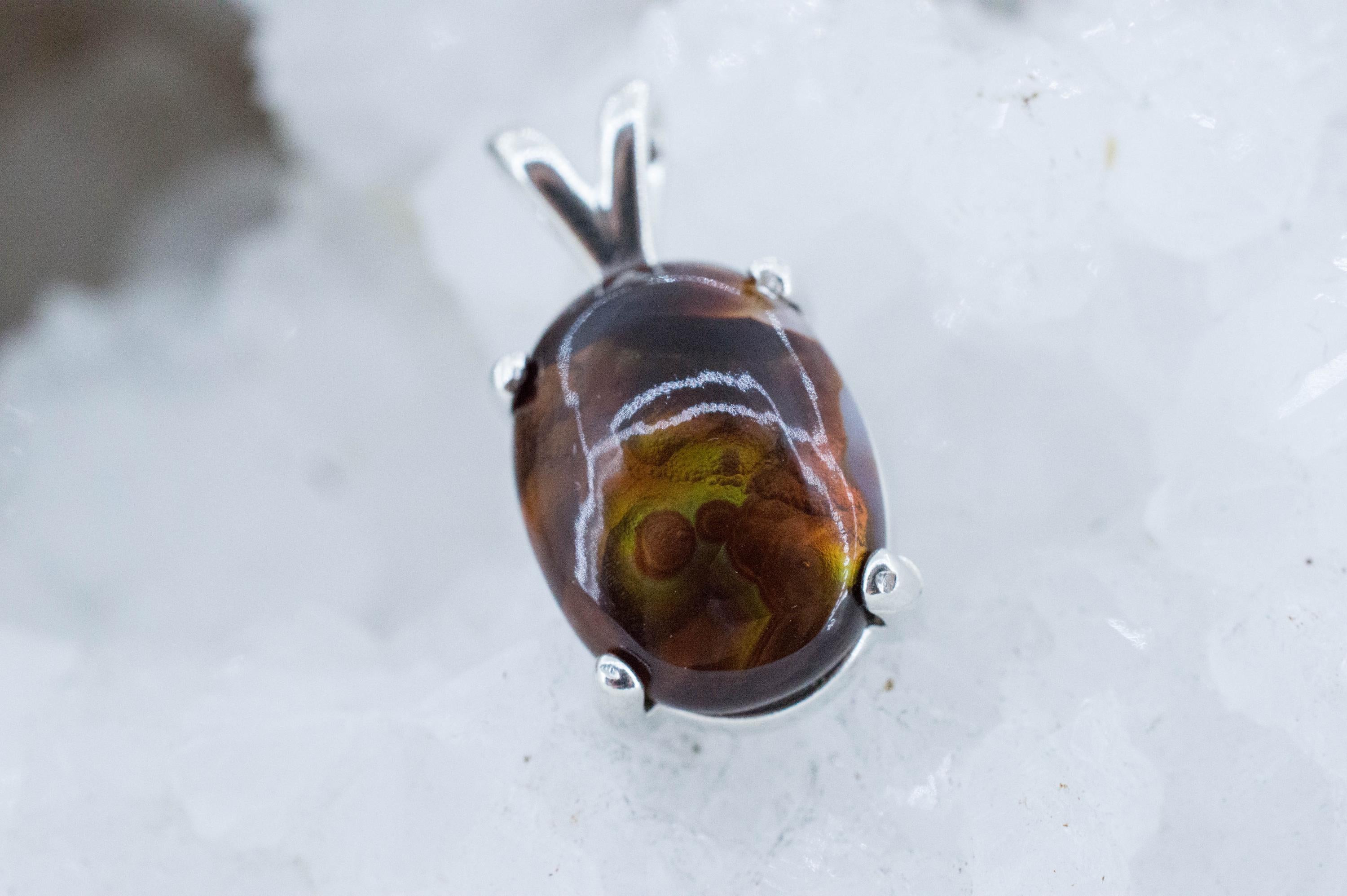Fire Agate Pendant; Natural Untreated Mexico Agate; 8.545cts