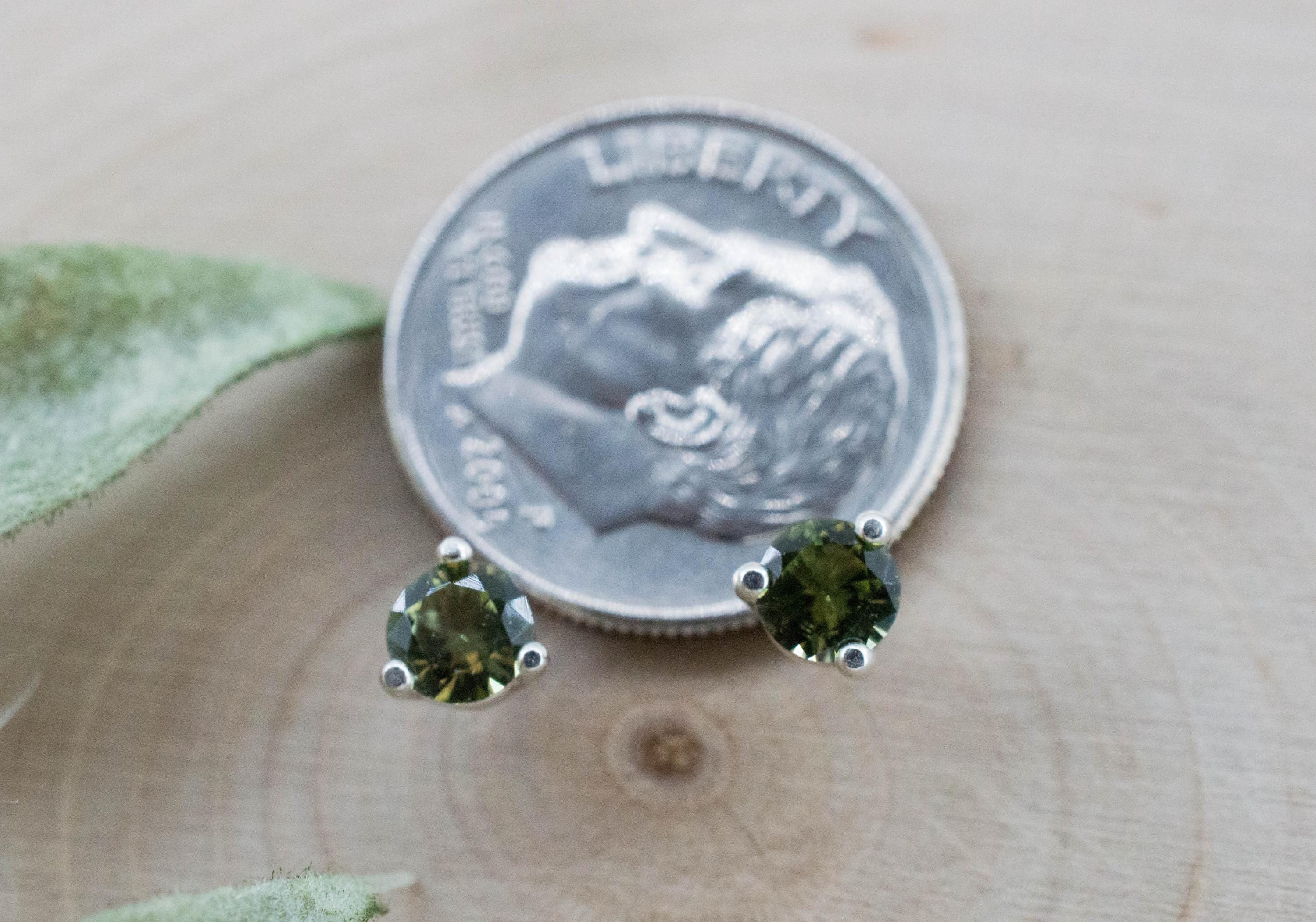Green Apatite Earrings; Natural Untreated Tanzania Apatite; 0.440cts