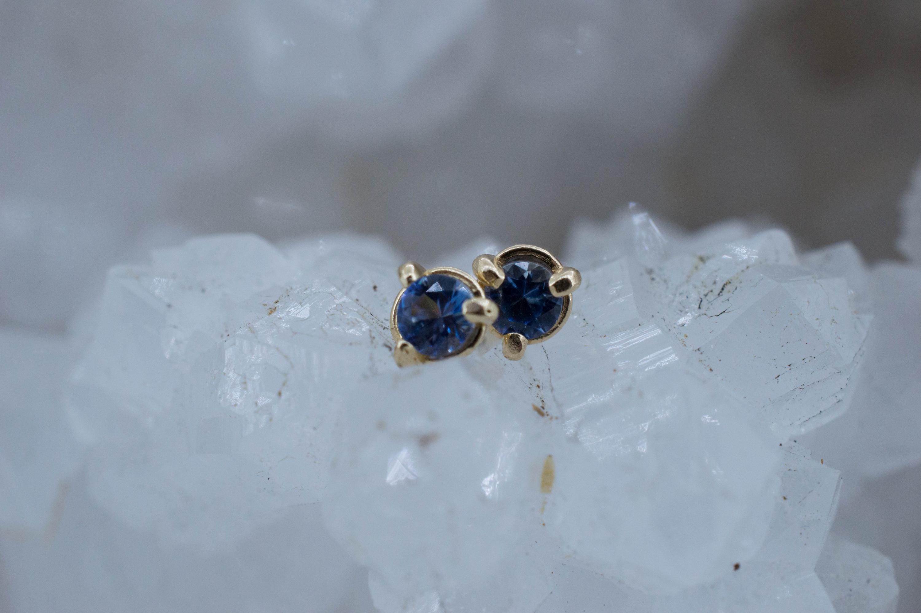Benitoite Earrings; Natural Untreated California Benitoite: 0.220cts