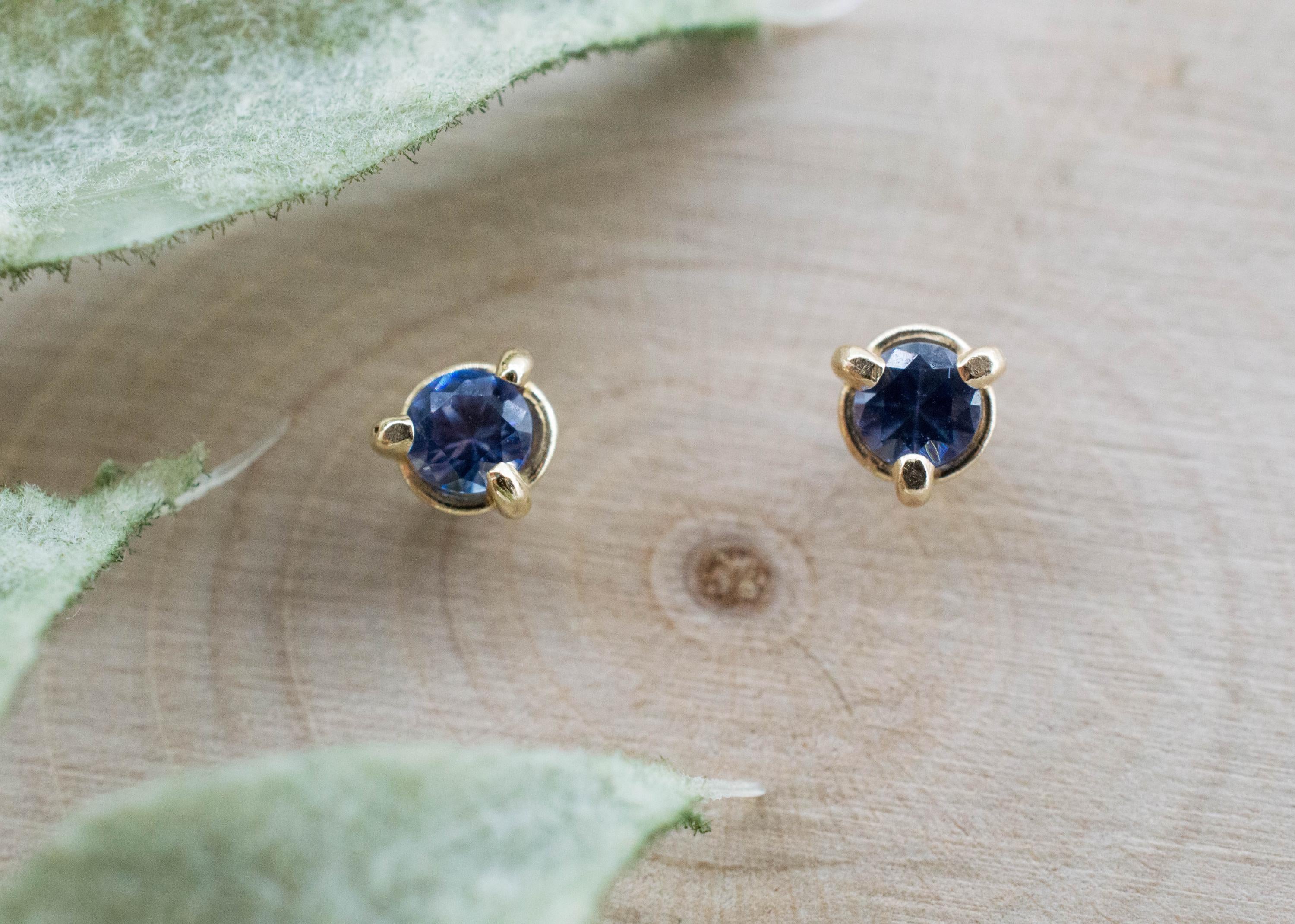 Benitoite Earrings; Natural Untreated California Benitoite: 0.220cts