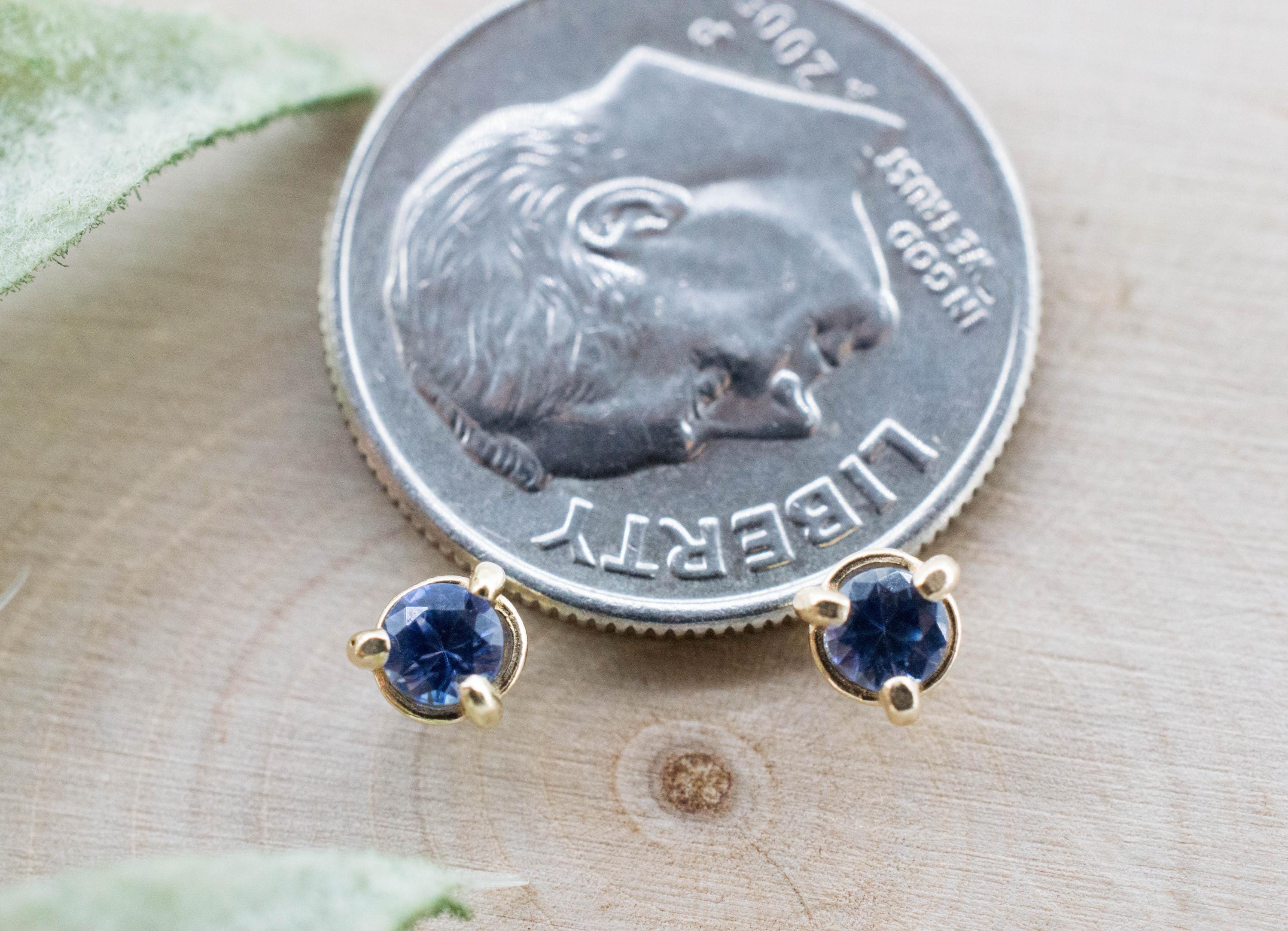 Benitoite Earrings; Natural Untreated California Benitoite: 0.220cts