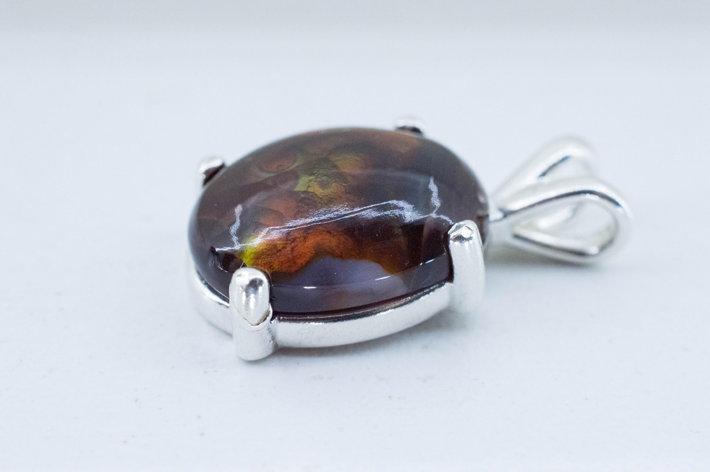 Fire Agate Pendant; Natural Untreated Mexico Agate; 8.545cts