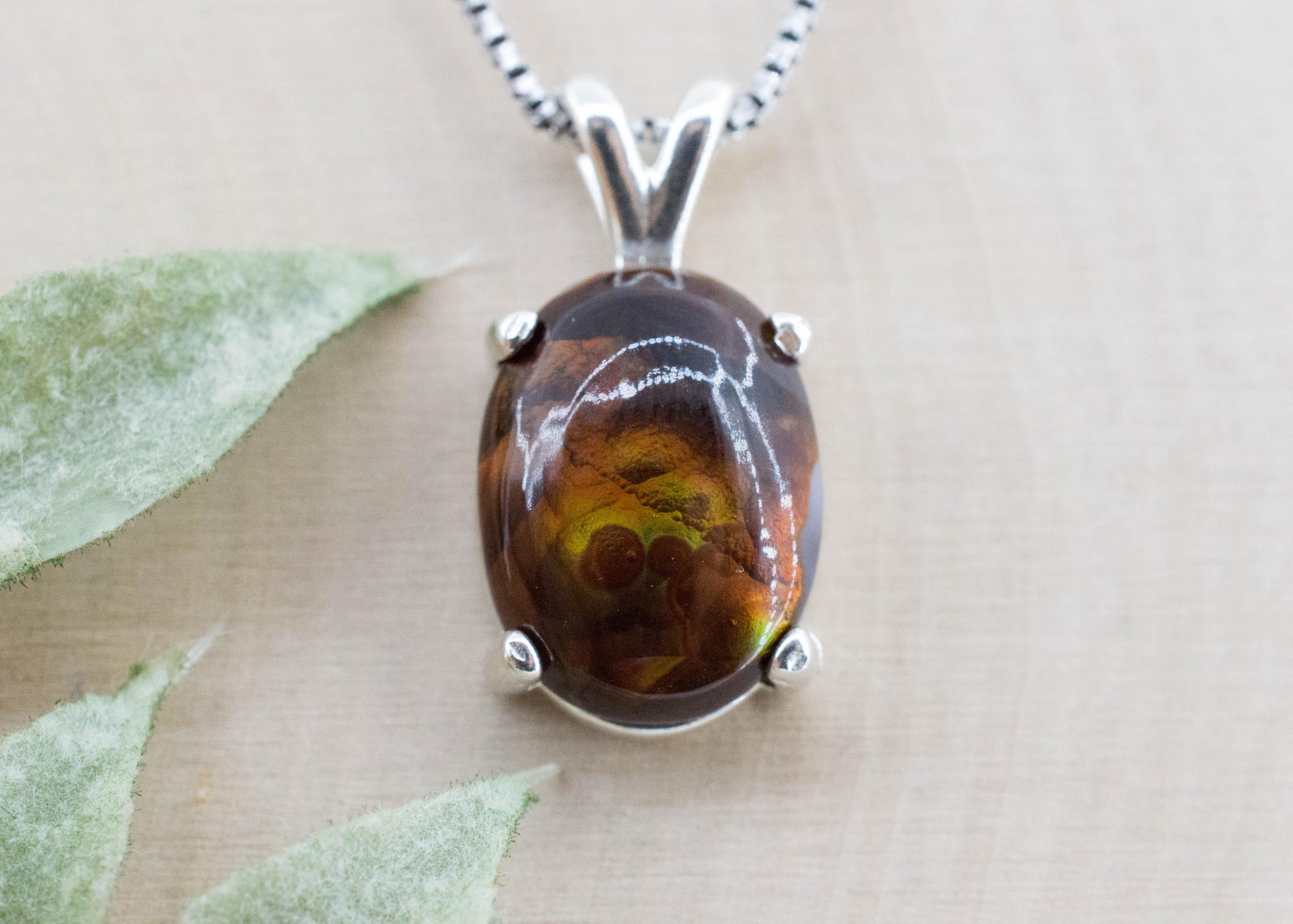 Fire Agate Pendant; Natural Untreated Mexico Agate; 8.545cts