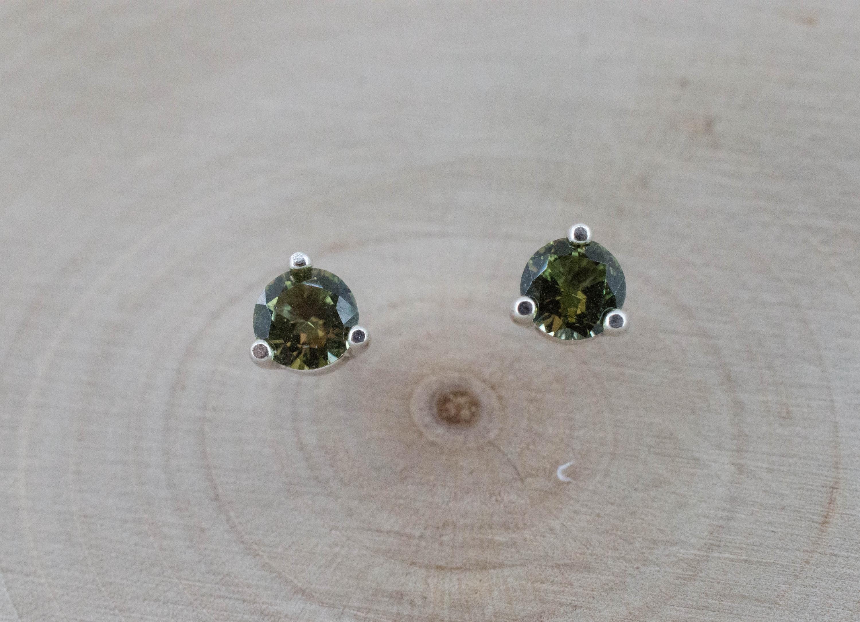 Green Apatite Earrings; Natural Untreated Tanzania Apatite; 0.440cts