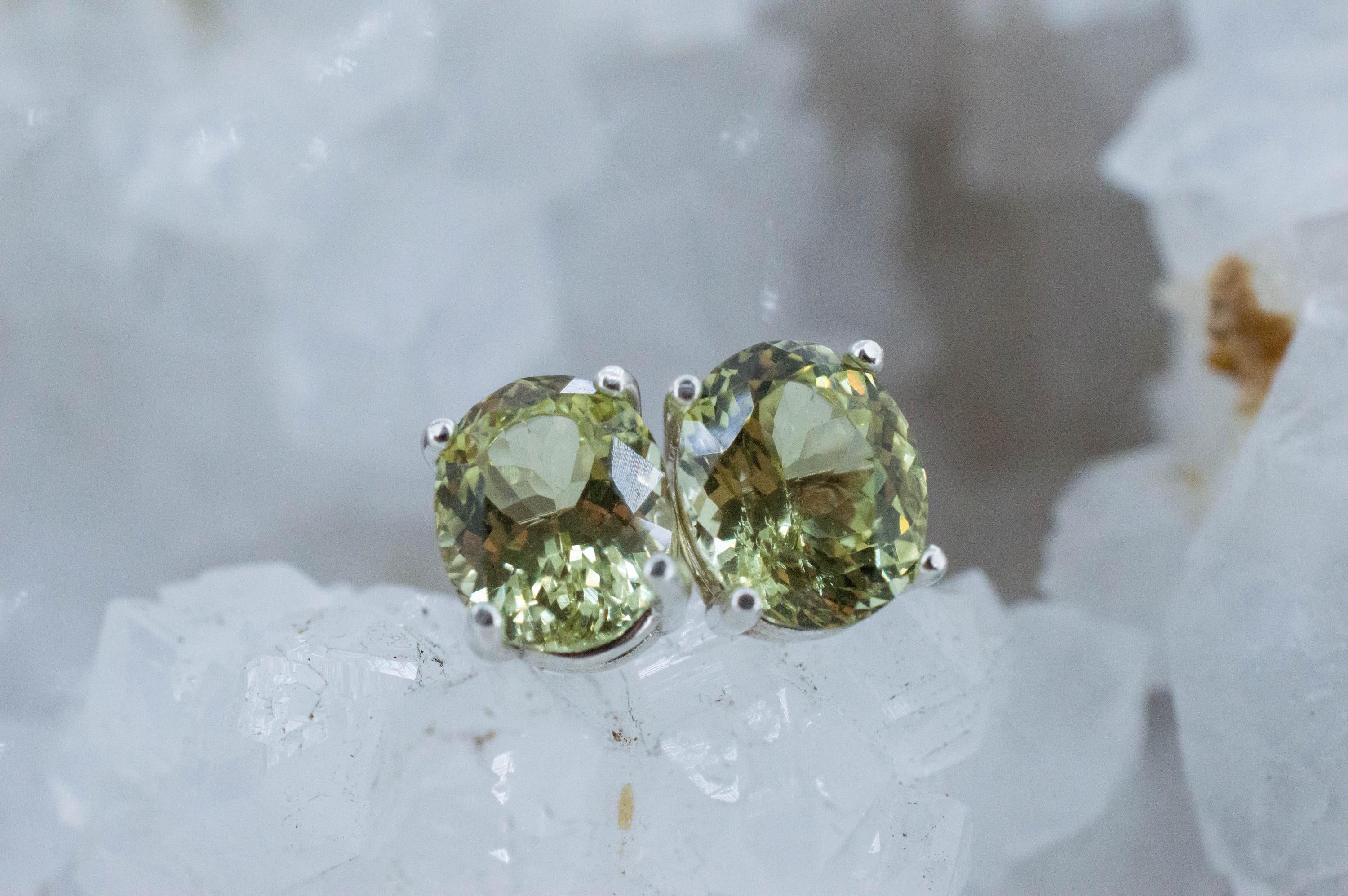 Yellow Apatite Earrings; Natural Untreated Mexico Apatite; 4.200cts