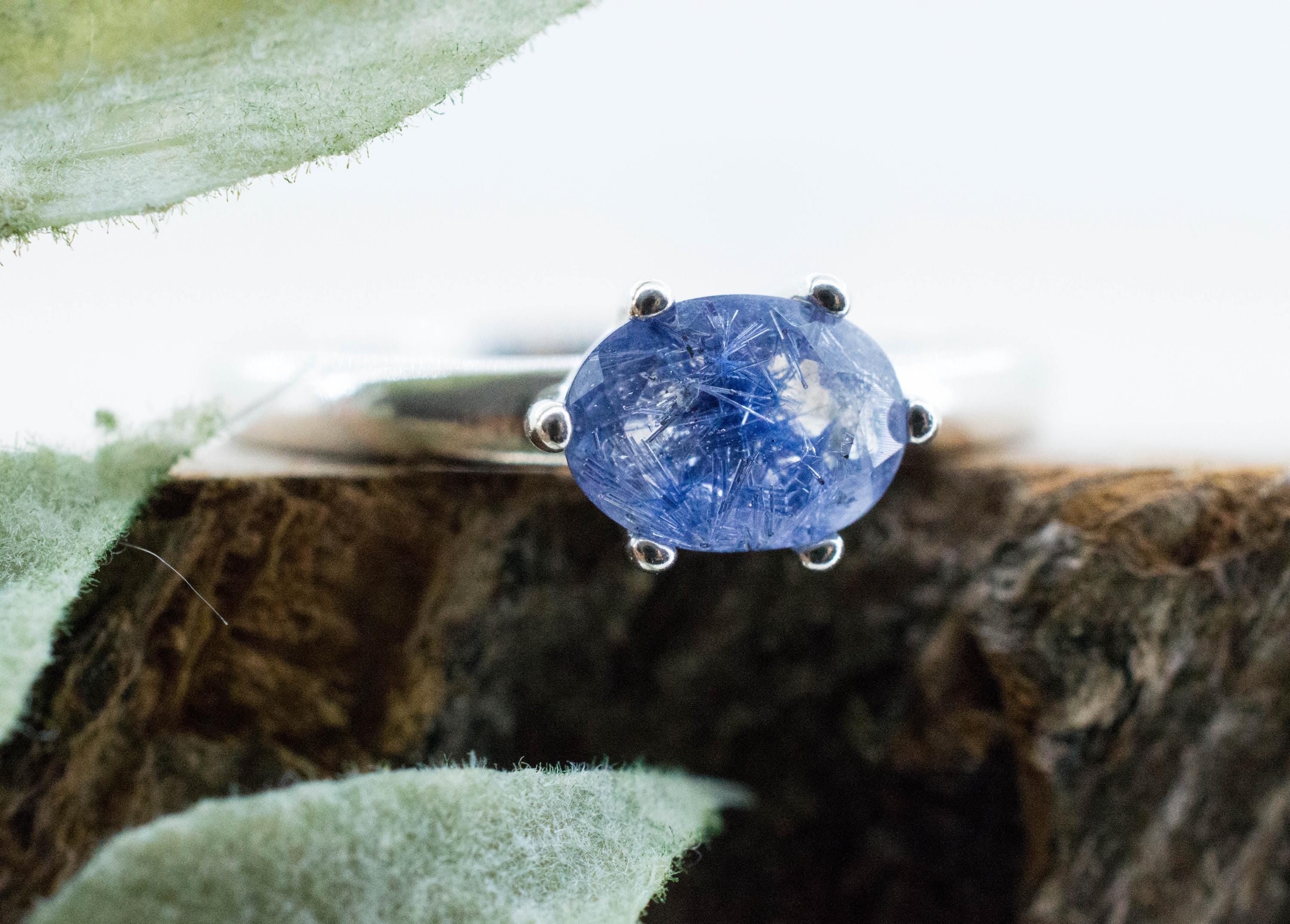 Dumortierite Quartz Ring; Natural Untreated Brazil Dumortierite; 0.805cts