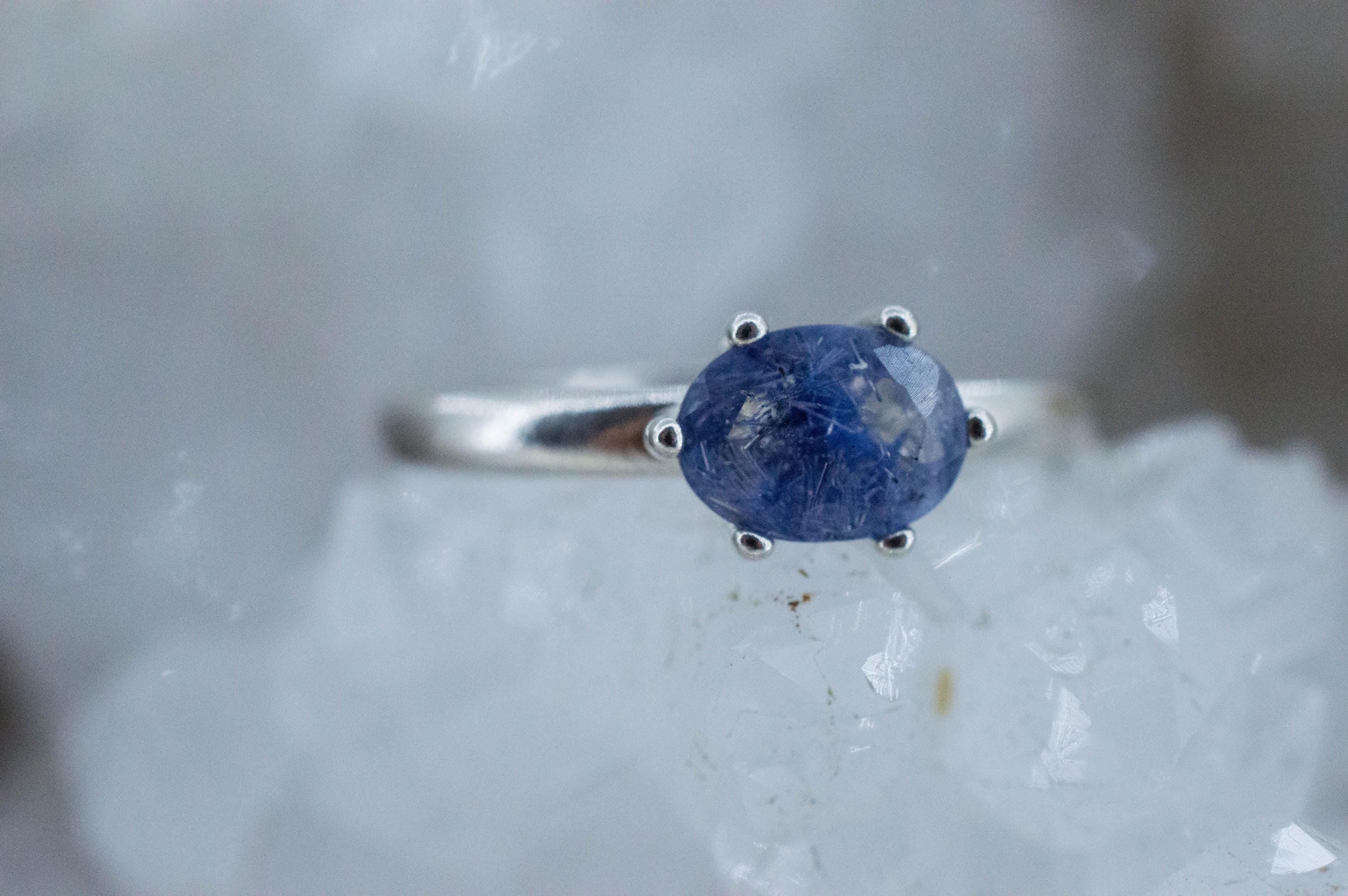 Dumortierite Quartz Ring; Natural Untreated Brazil Dumortierite; 0.805cts