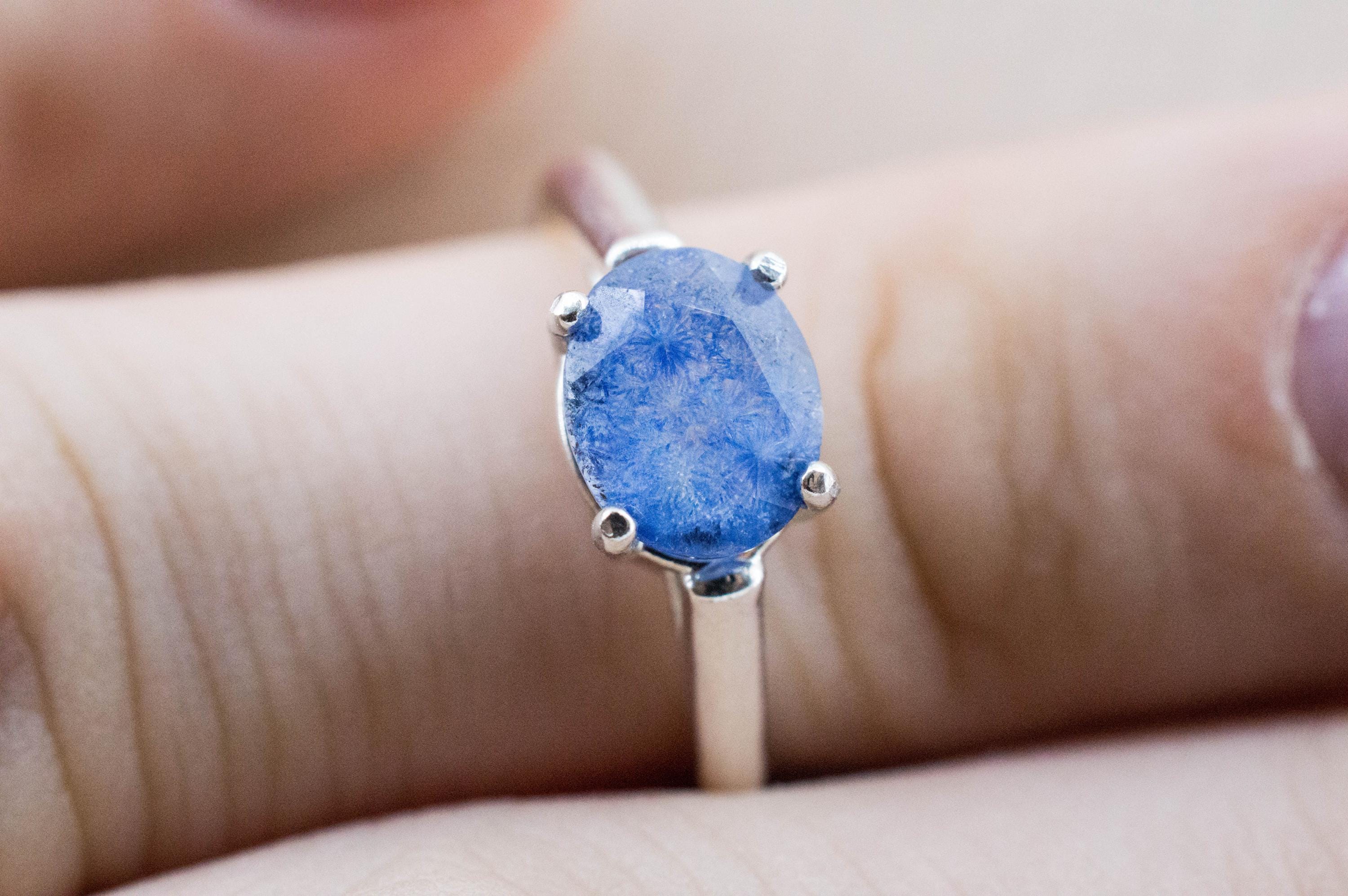 Dumortierite Quartz Ring; Natural Untreated Brazil Dumortierite; 1.375cts