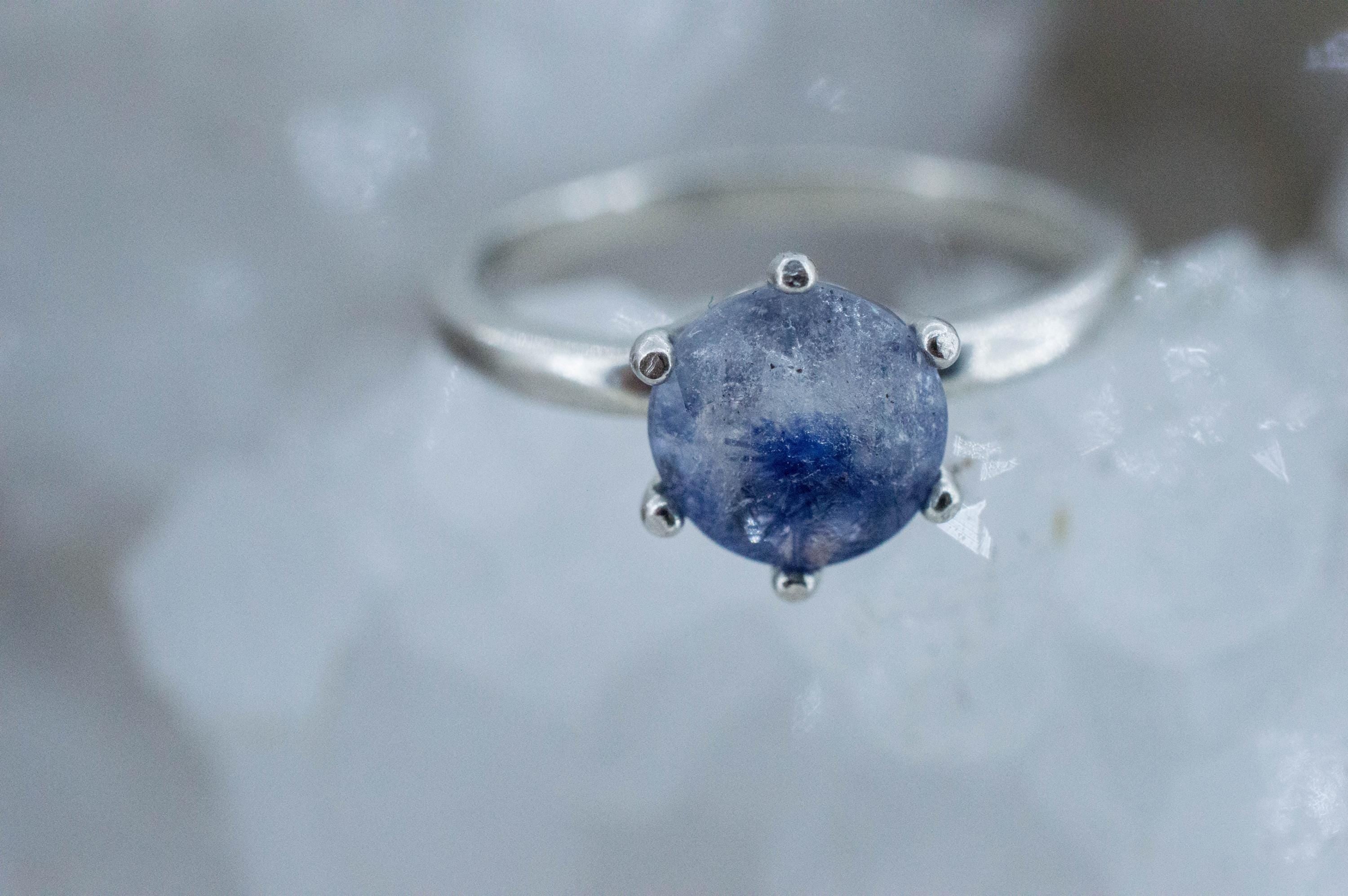 Dumortierite Quartz Ring; Natural Untreated Brazil Dumortierite; 1.425cts