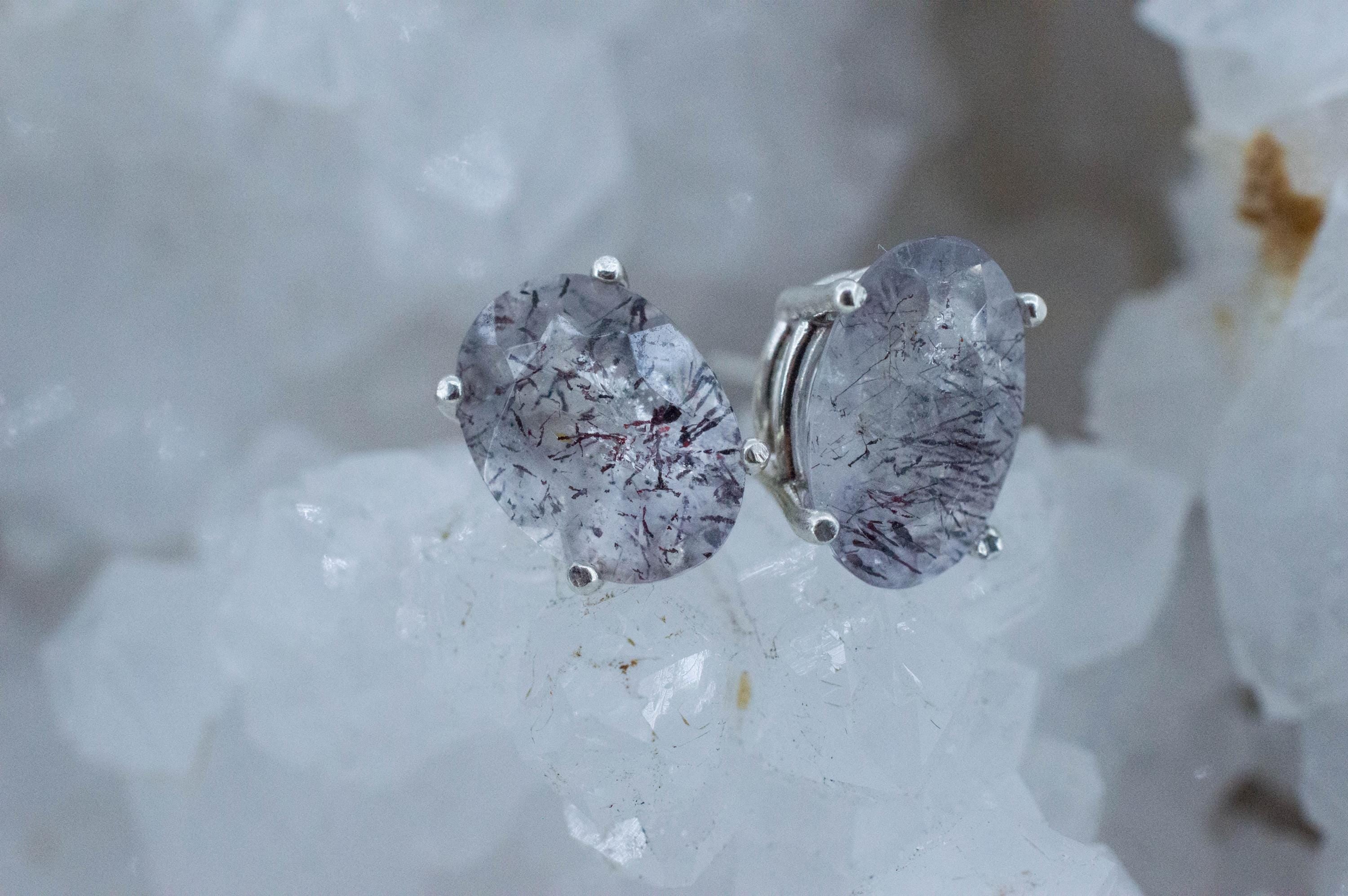 Lepidocrocite Quartz Earrings; Natural Untreated Brazil Included Quartz; 5.150cts