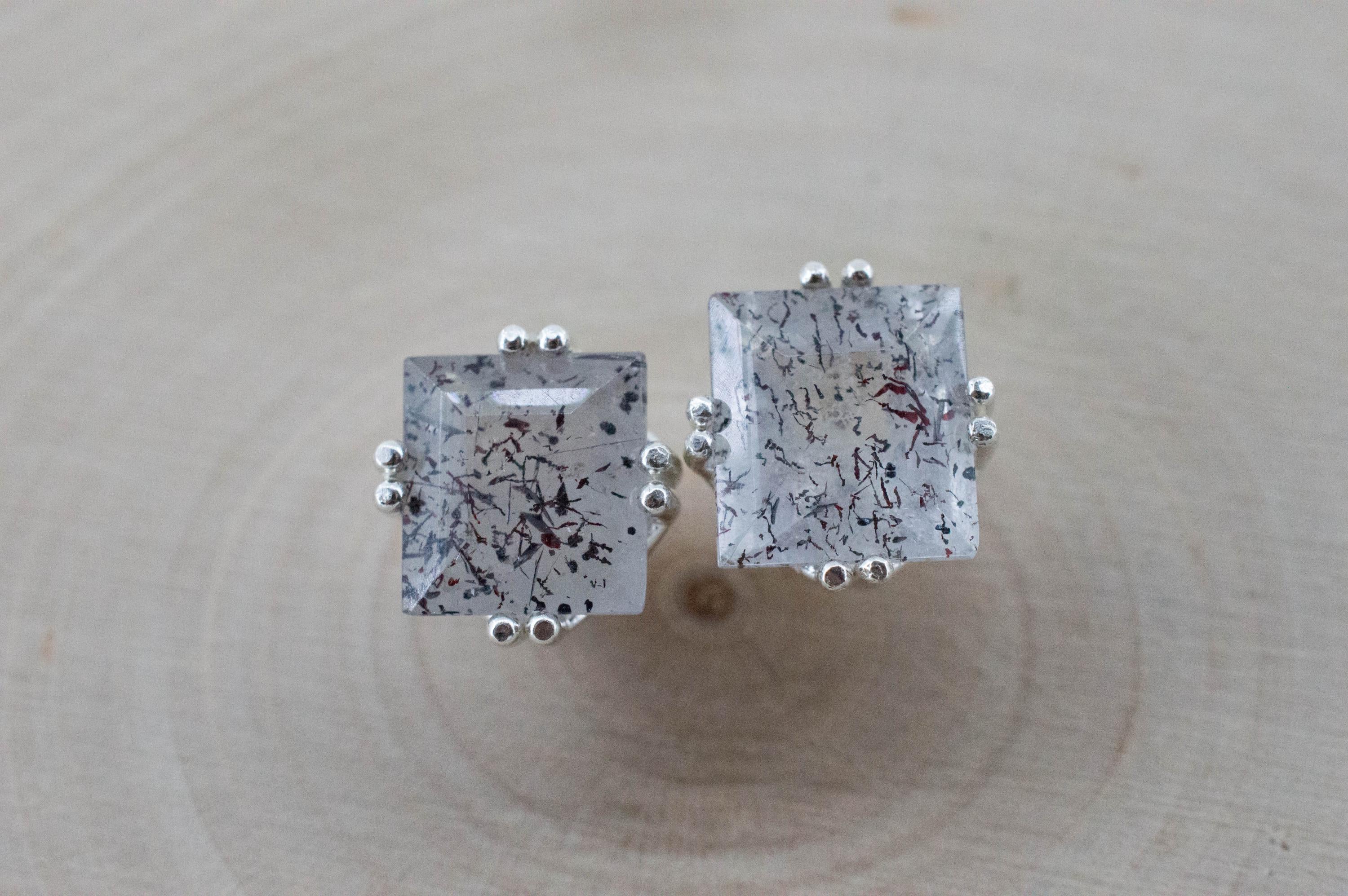 Lepidocrocite Quartz Earrings; Natural Untreated Brazil Included Quartz; 6.610cts