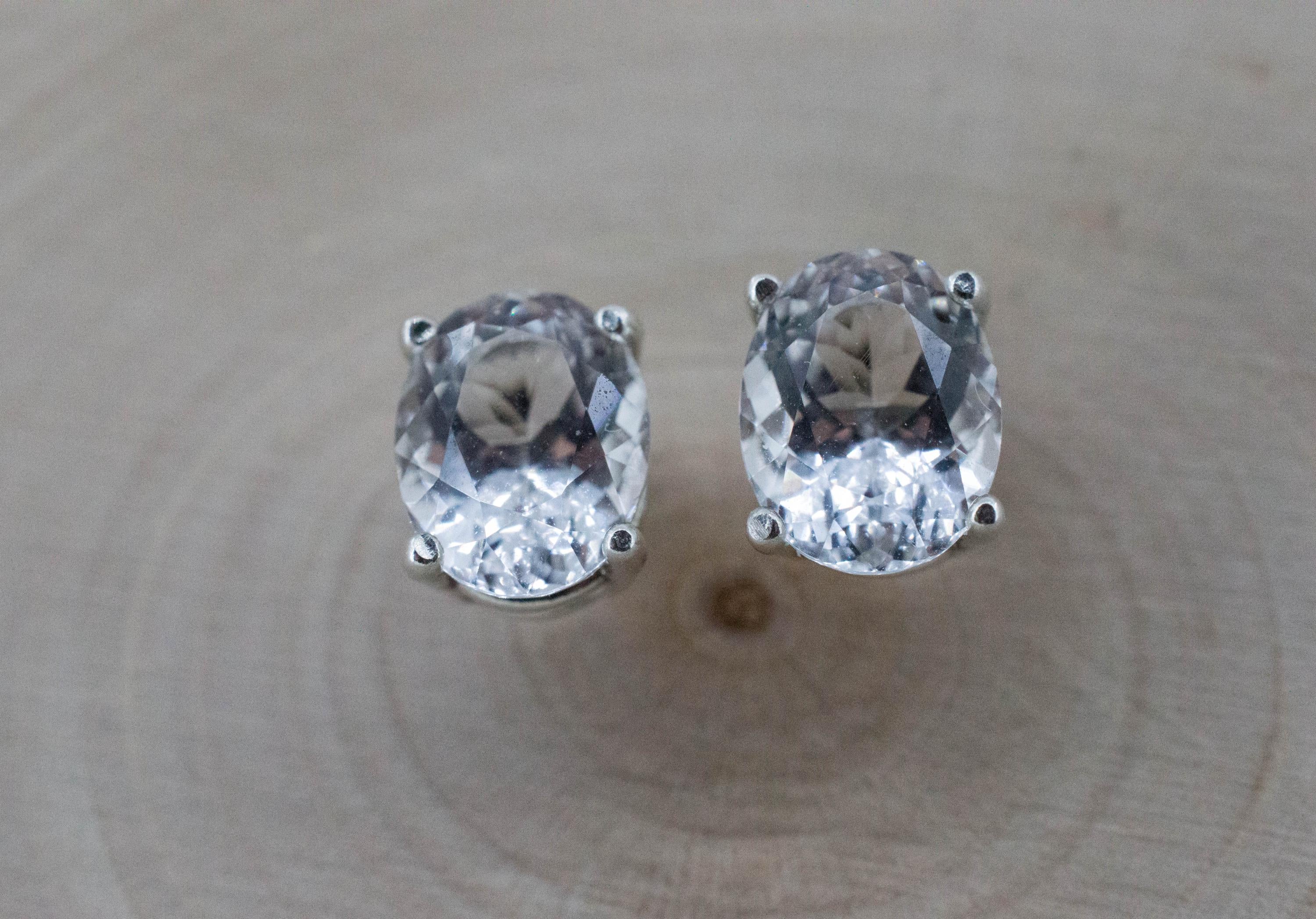 Quartz Earrings, Natural Untreated Tanzania Mondo Quartz; 3.685cts
