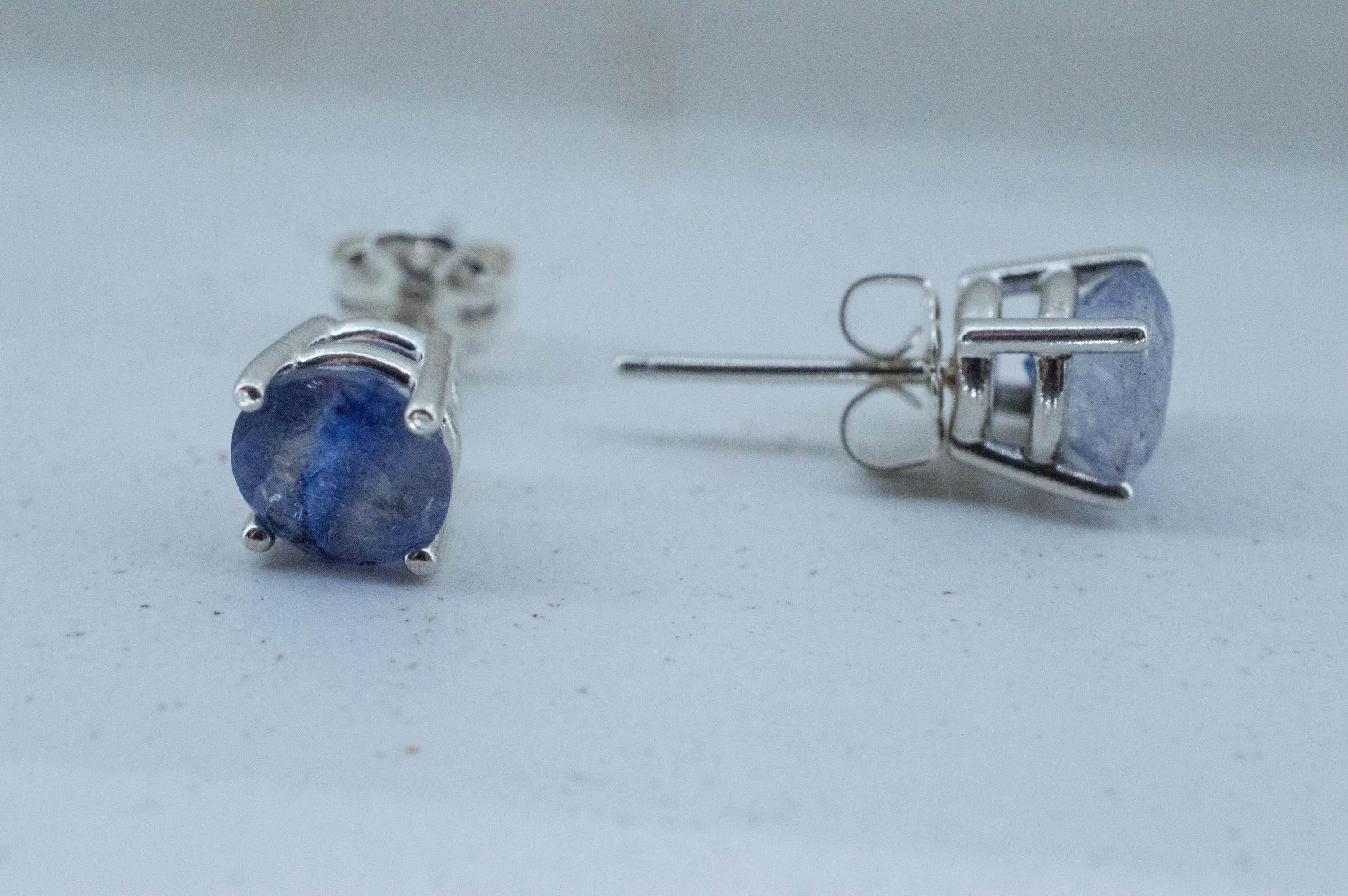 Dumortierite Quartz Earrings; Natural Untreated Brazil Dumortierite; 2.205cts