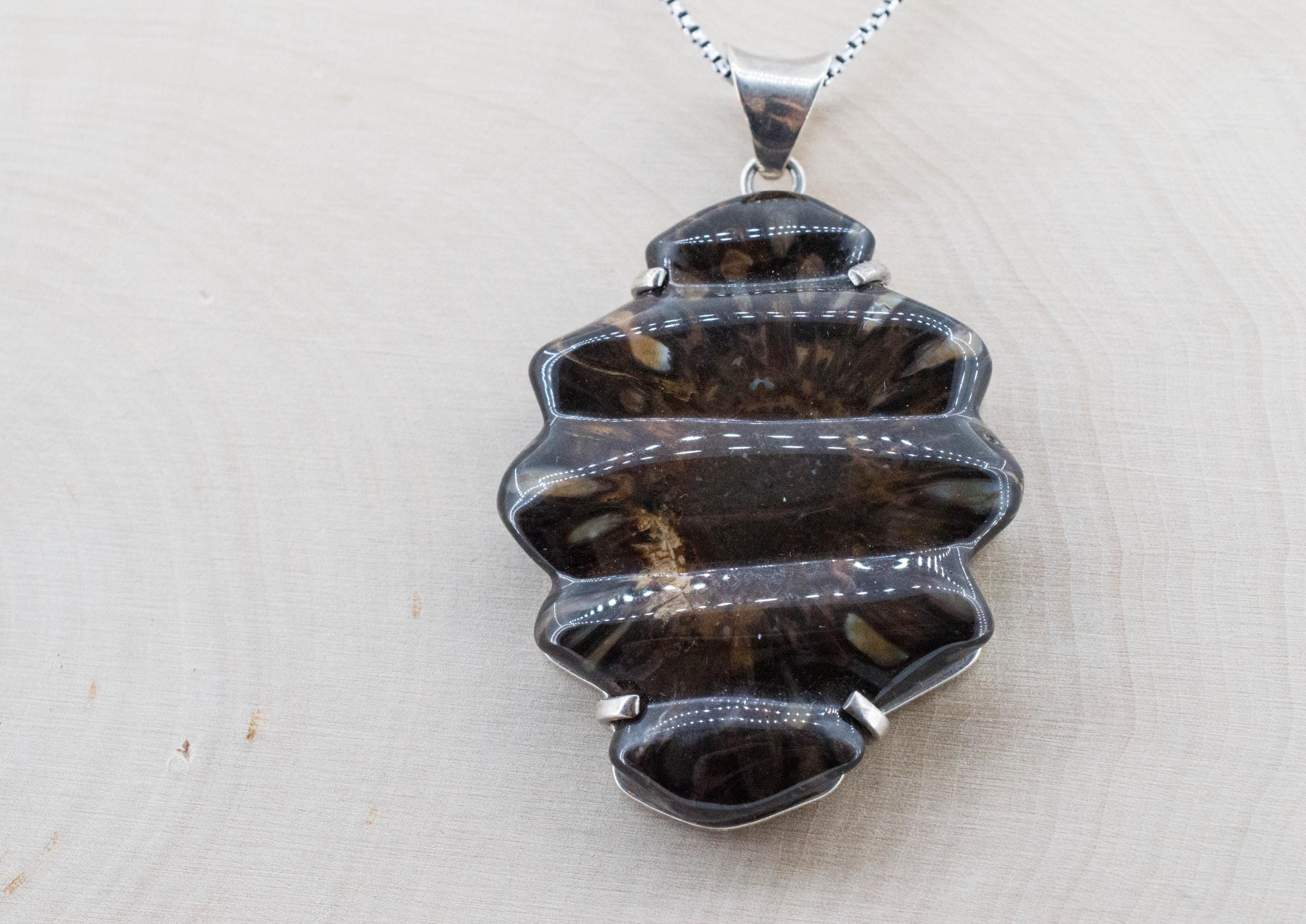 Fossil Pine Cone Pendant; Natural Untreated Argentina Fossilized Pinecone