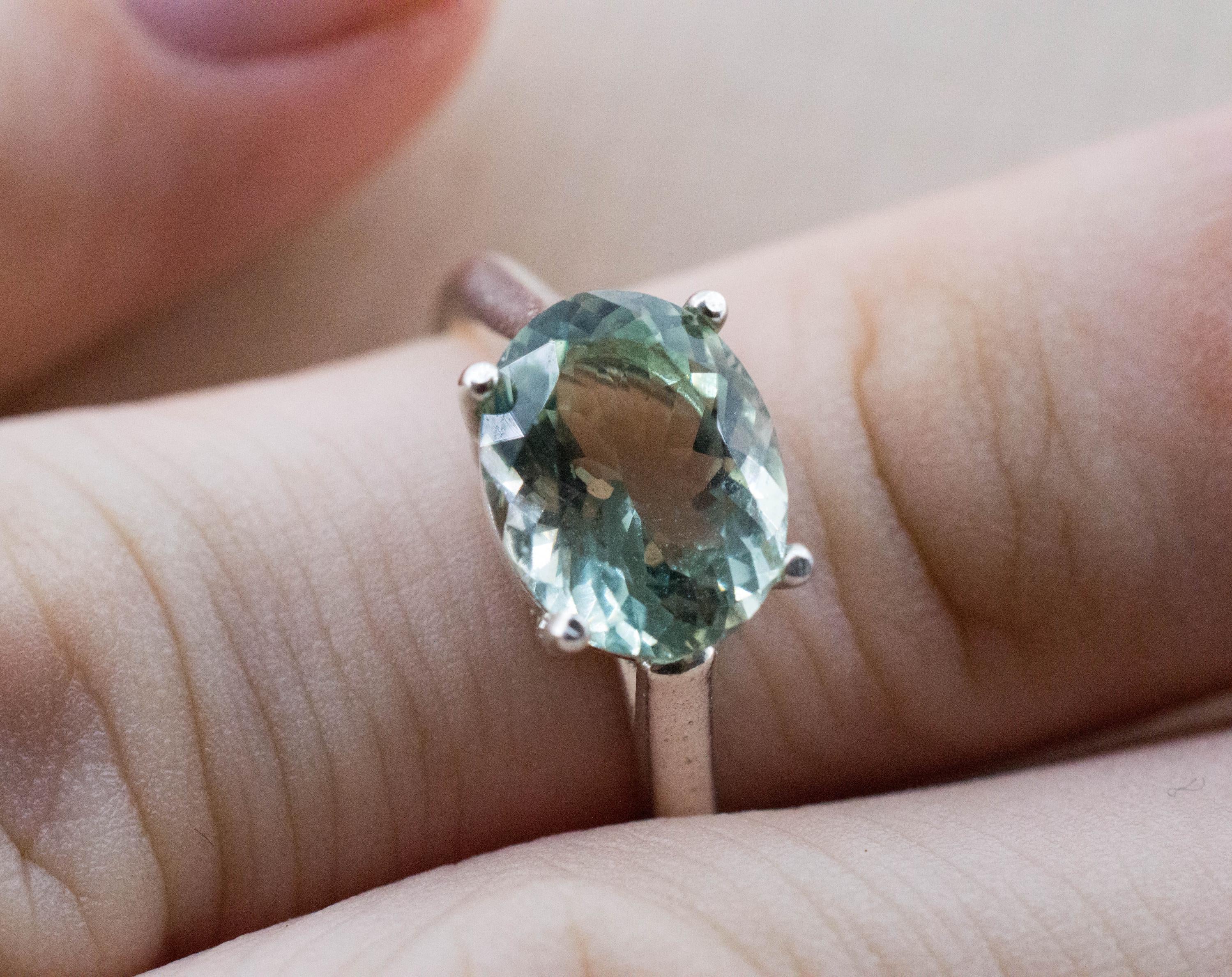 Prasiolite Ring, Natural Brazil Green Amethyst; 2.595cts