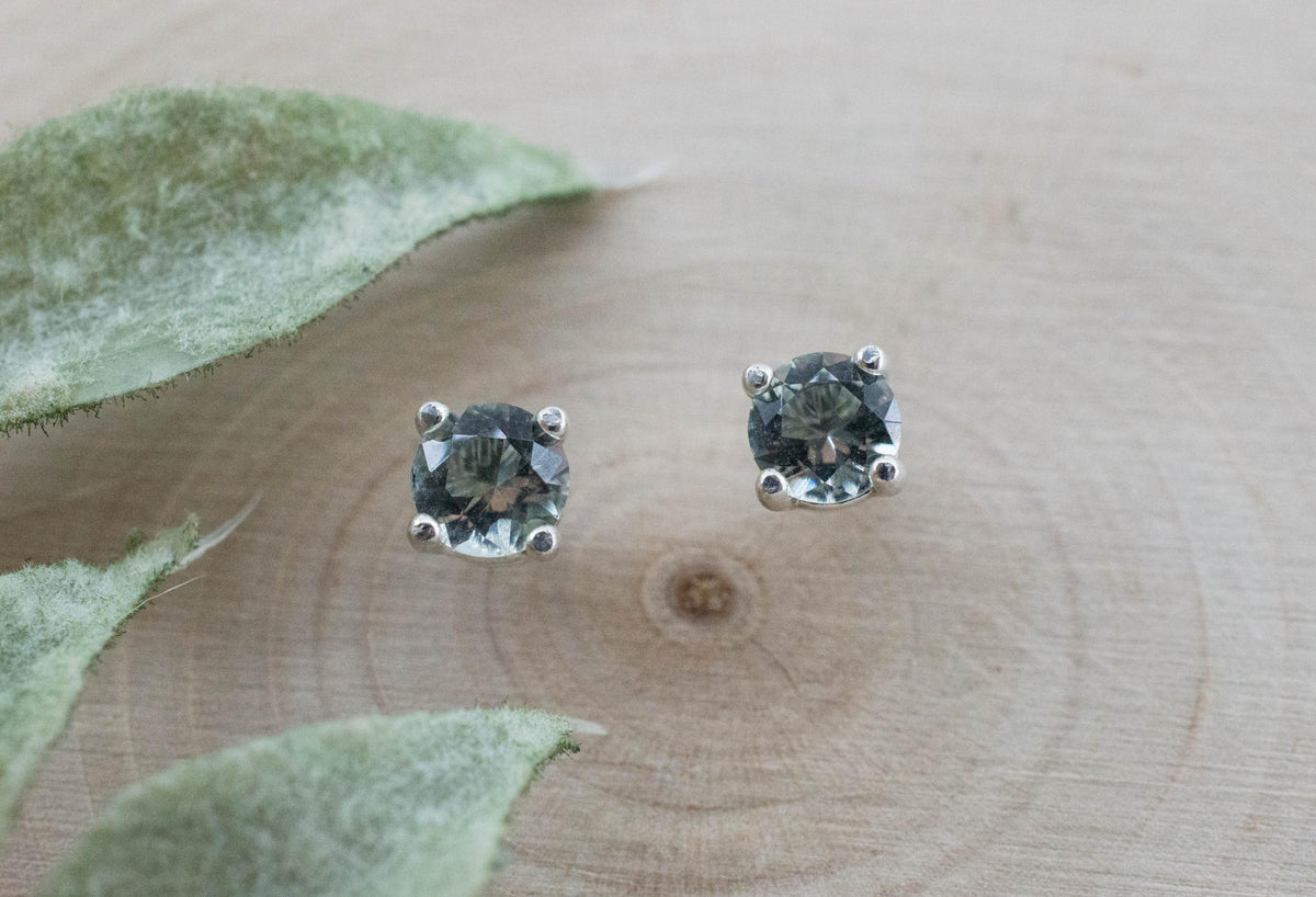 Prasiolite Earrings; Natural Brazilian Green Amethyst; 0.555cts
