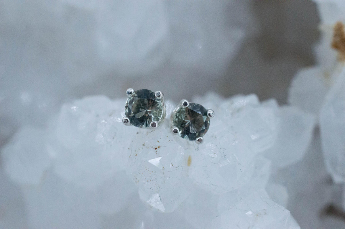 Prasiolite Earrings; Natural Brazilian Green Amethyst; 0.555cts