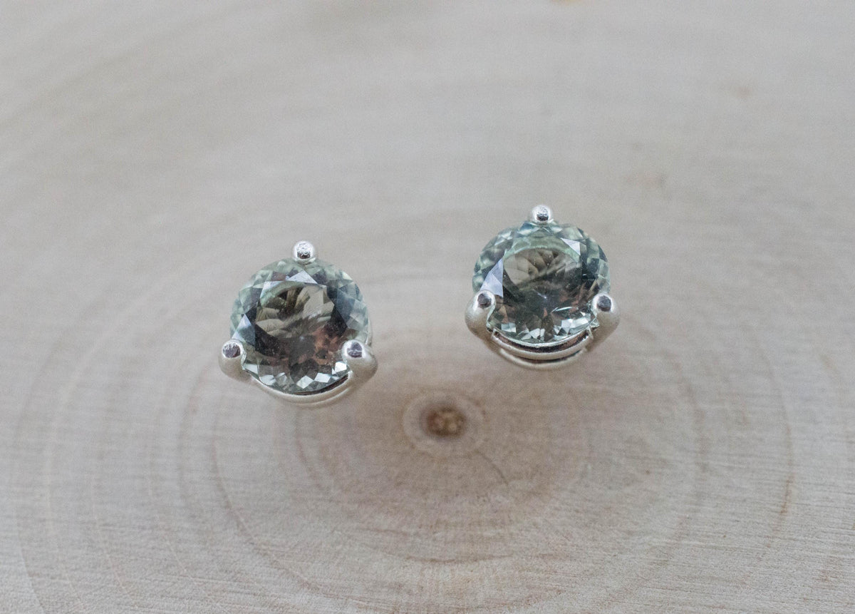 Prasiolite Earrings; Natural Brazilian Green Amethyst; 1.340cts
