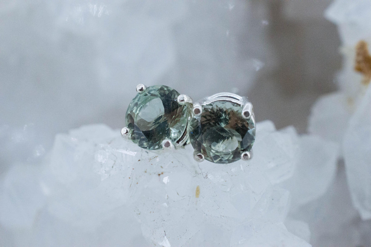 Prasiolite Earrings; Natural Brazilian Green Amethyst; 2.250cts