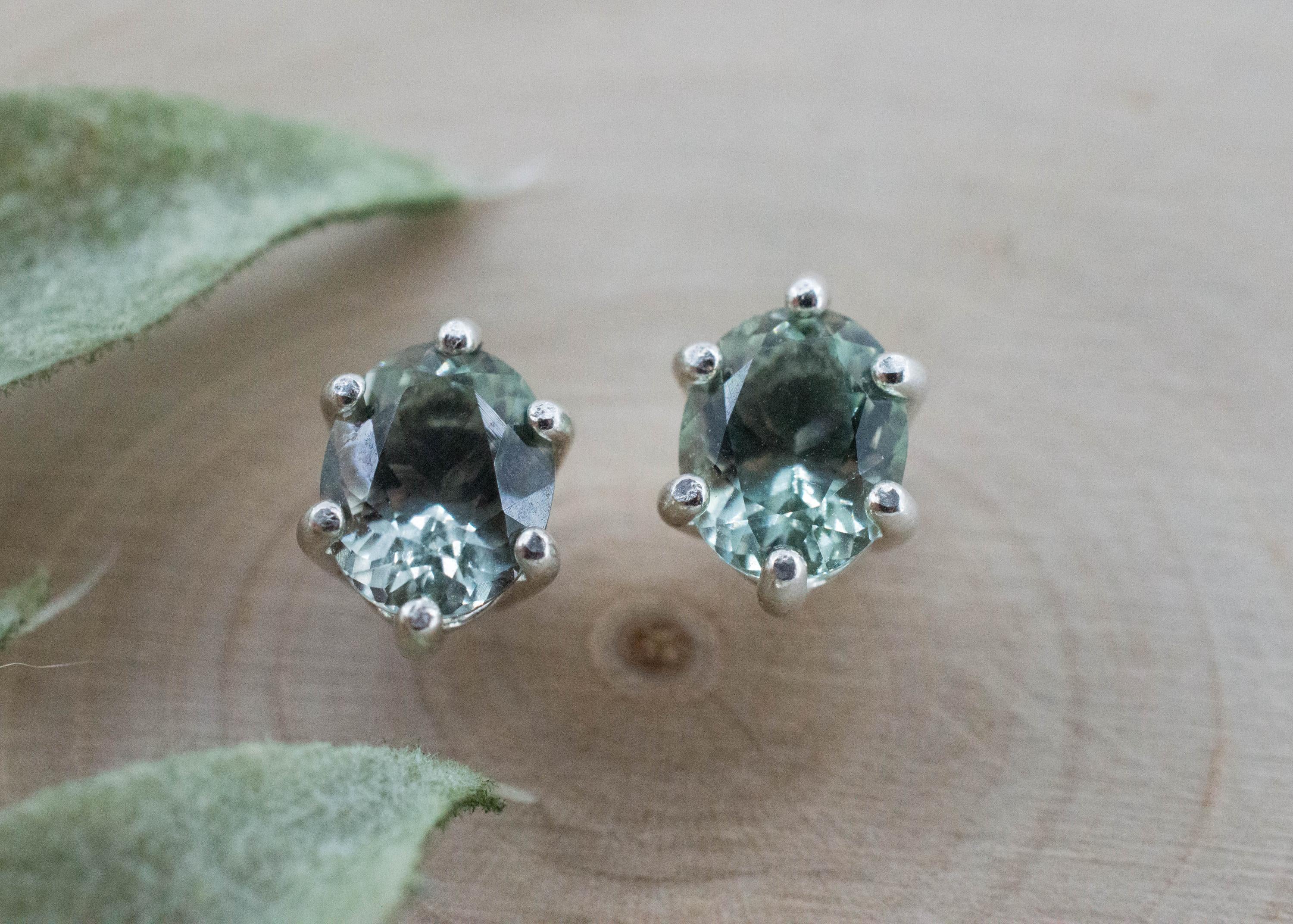 Prasiolite Earrings; Natural Brazilian Green Amethyst; 2.135cts